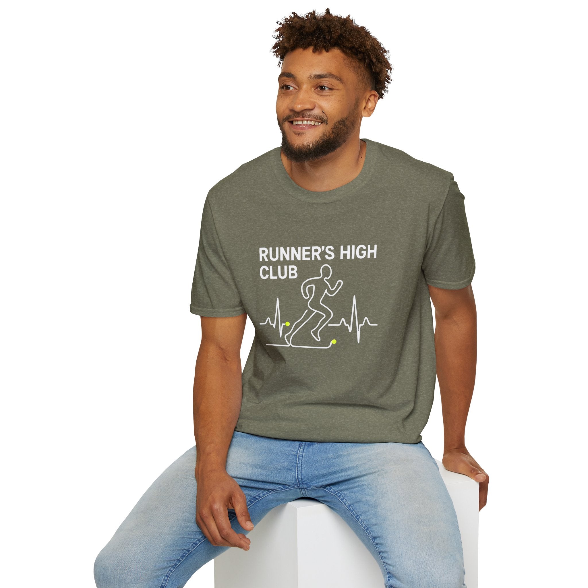 Runner's High Club T-Shirt – Funny Running Shirt with Heartbeat Graphic - InkAndThreadPrints