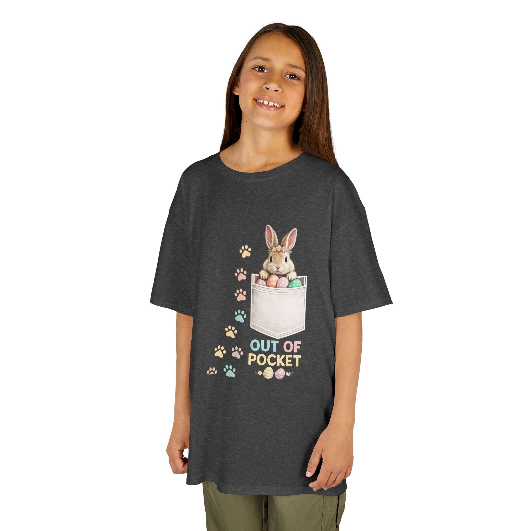 Kids Tee — 'Out of Pocket' Bunny Pocket Shirt (Easter, Spring, Cute Animal) - InkAndThreadPrints