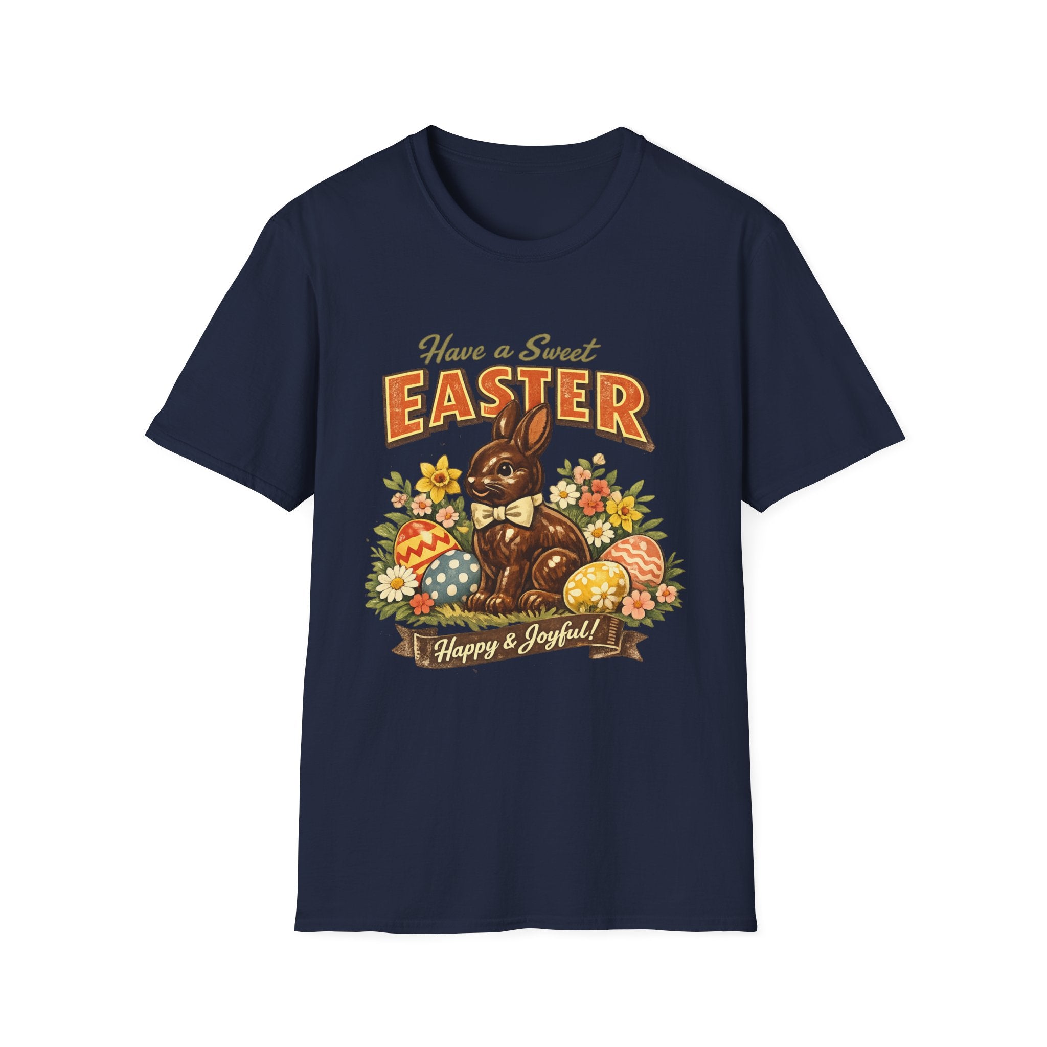 Easter Chocolate Bunny T-Shirt — "Have a Sweet Easter" Vintage Floral Design - InkAndThreadPrints