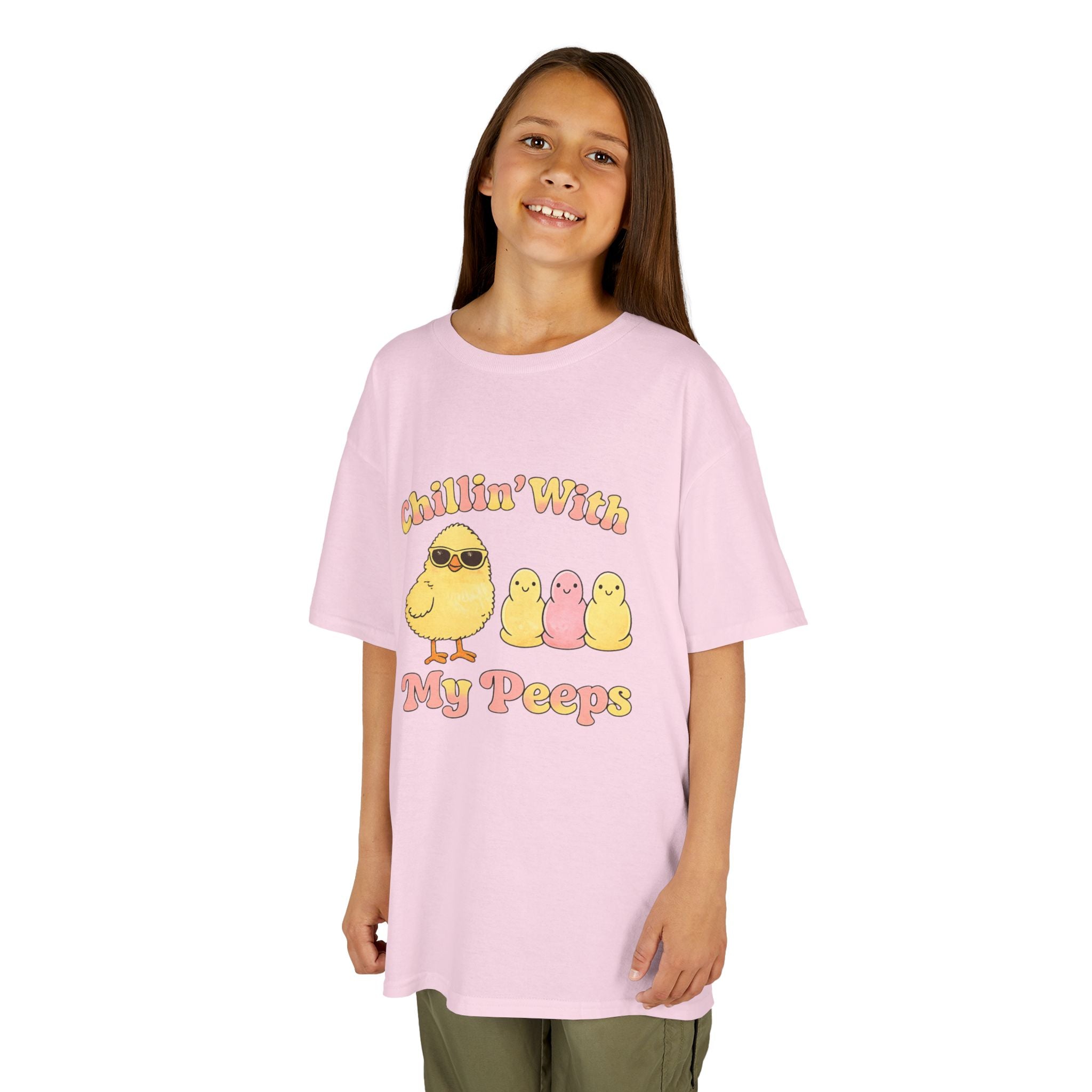 Kids Tee — "Chillin' With My Peeps" Cute Chick Graphic - InkAndThreadPrints