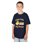Kids Tee — "Chillin' With My Peeps" Cute Chick Graphic - InkAndThreadPrints