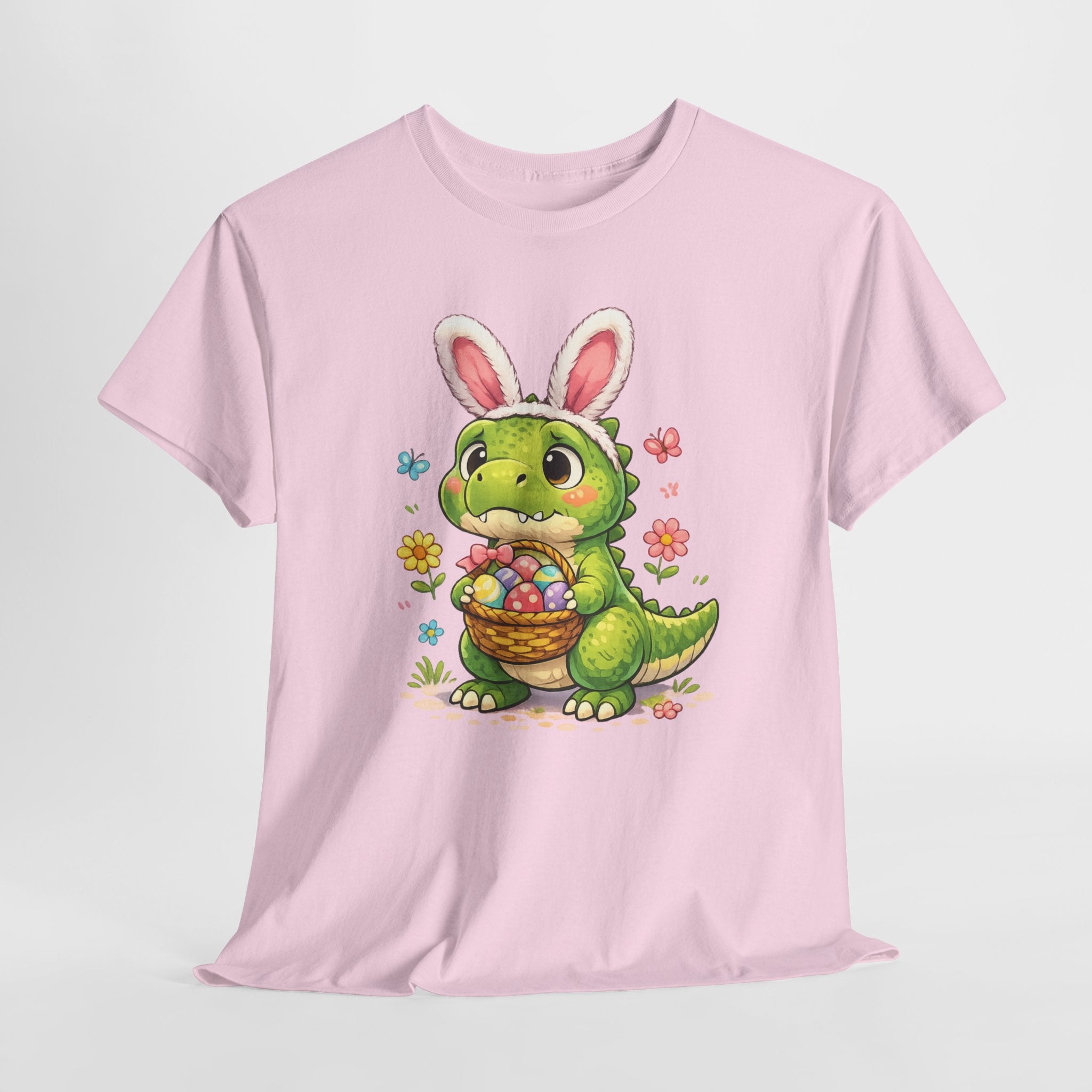 Easter Dino Tee — Cute Bunny-Costume Dinosaur Holding Easter Eggs - InkAndThreadPrints
