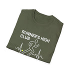 Runner's High Club T-Shirt – Funny Running Shirt with Heartbeat Graphic - InkAndThreadPrints
