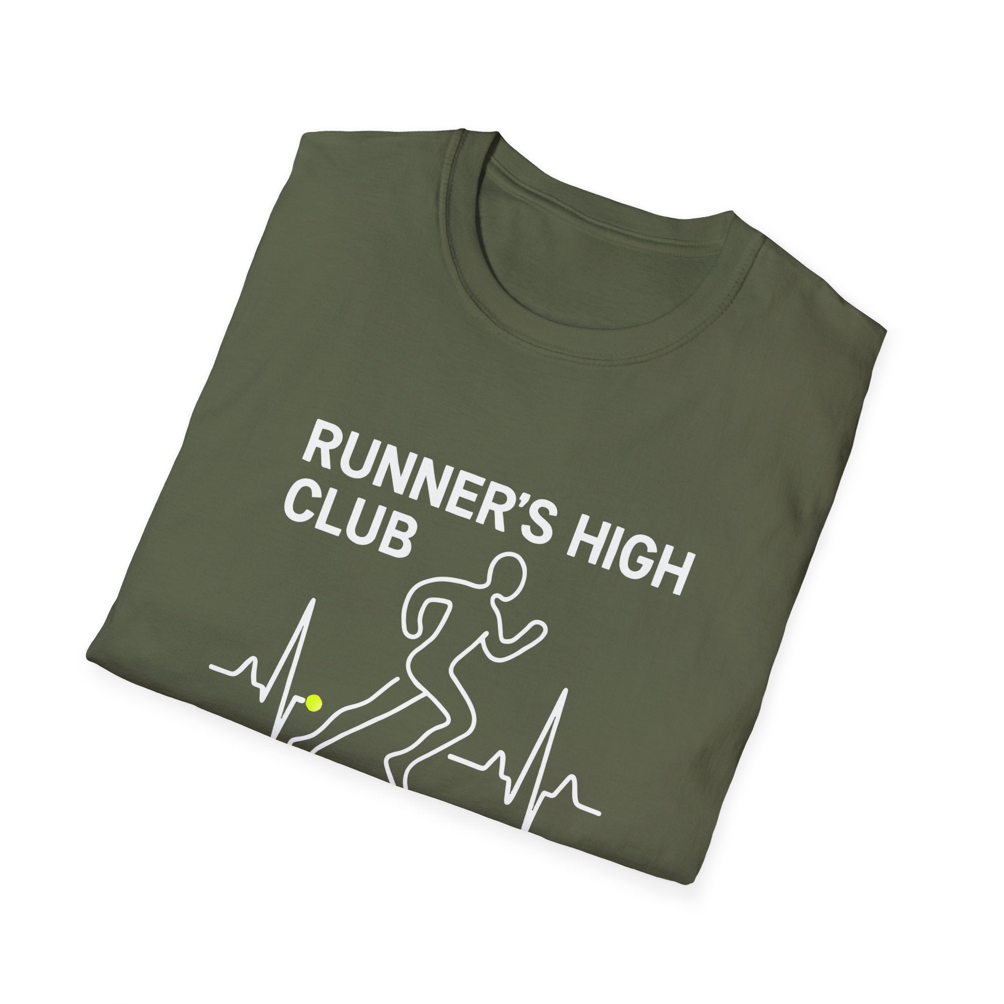 Runner's High Club T-Shirt – Funny Running Shirt with Heartbeat Graphic - InkAndThreadPrints