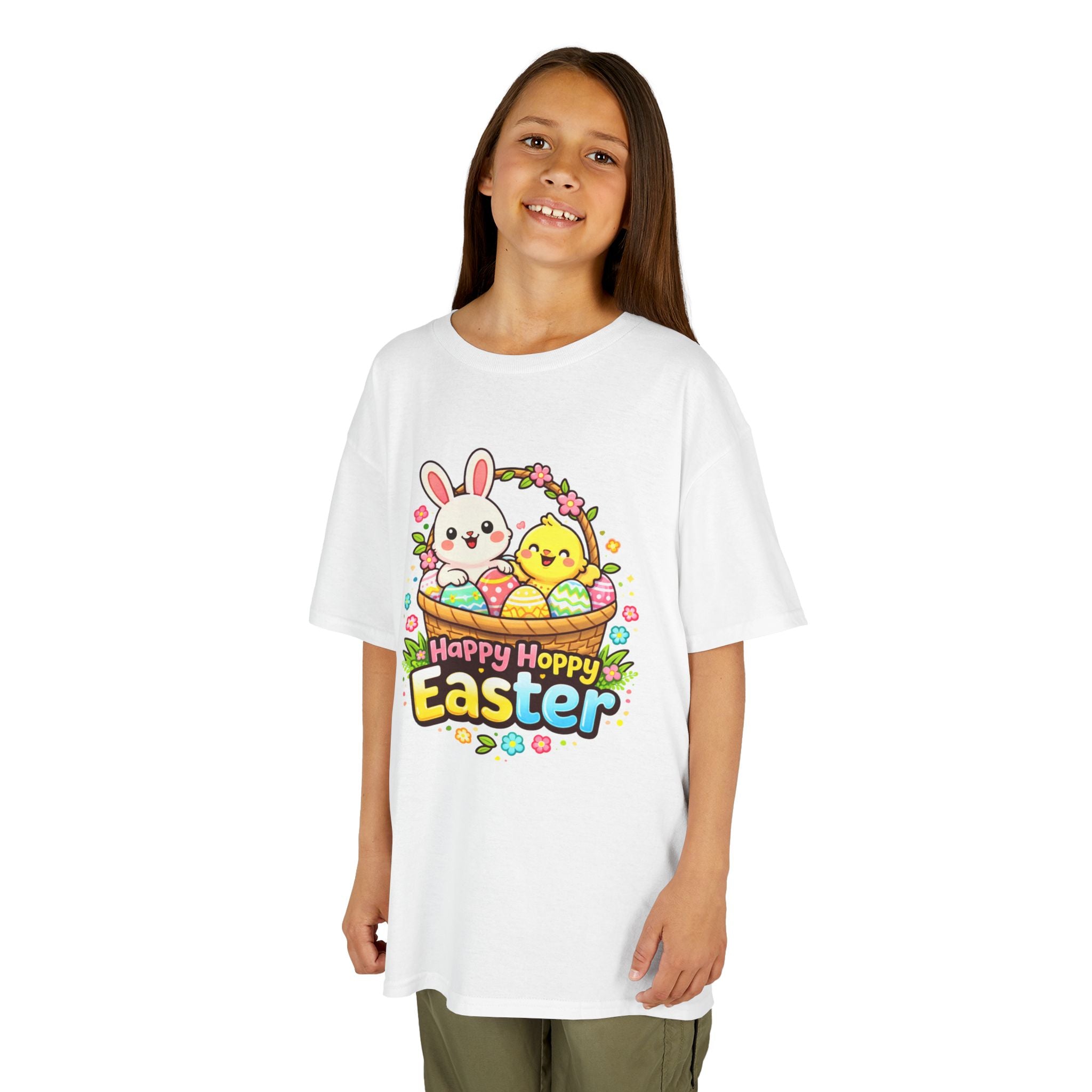 Kids Tee — "Happy Hoppy Easter" Bunny & Chick Easter Shirt - InkAndThreadPrints