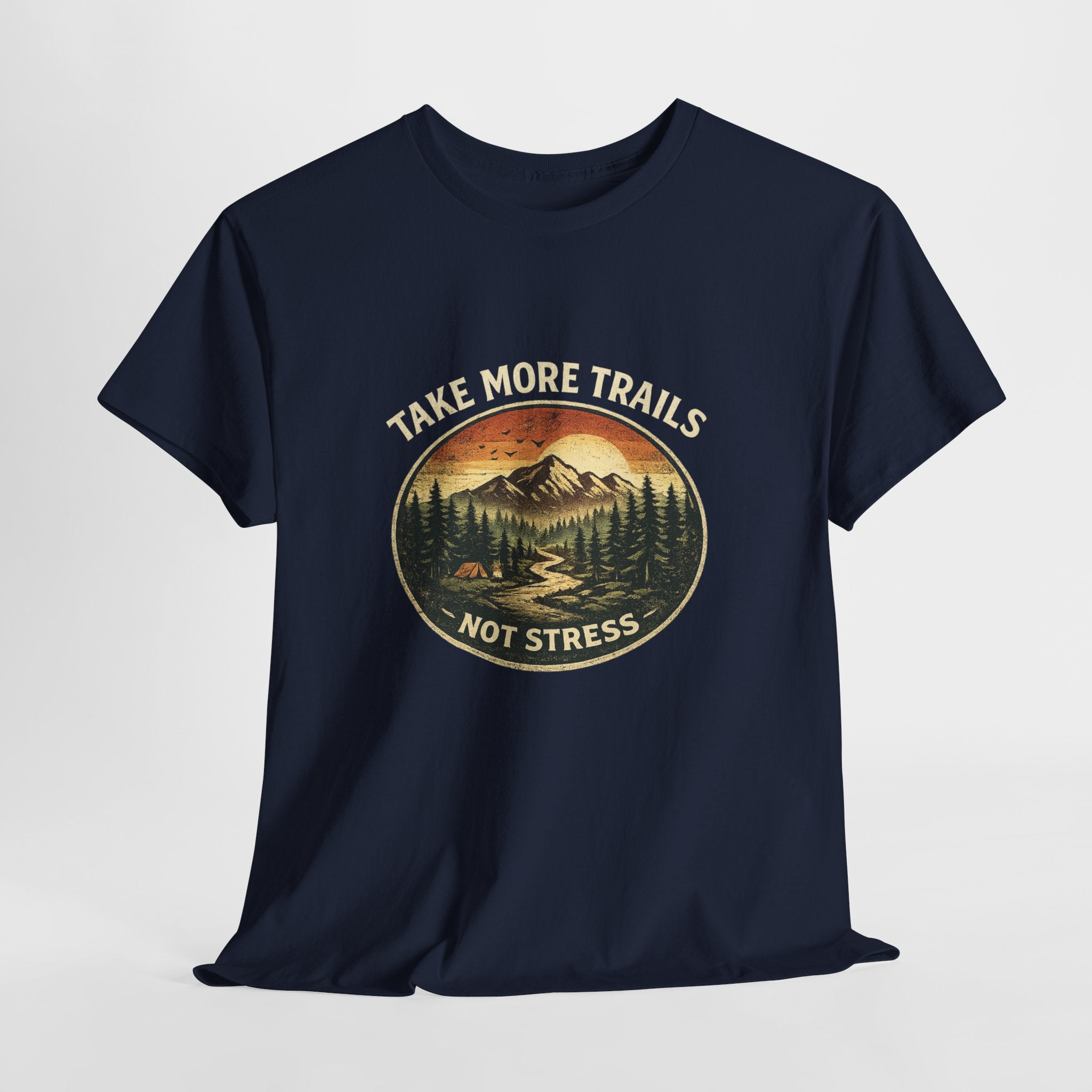 Take More Trails Not Stress T-Shirt — Vintage Mountain Hiking Tee - InkAndThreadPrints