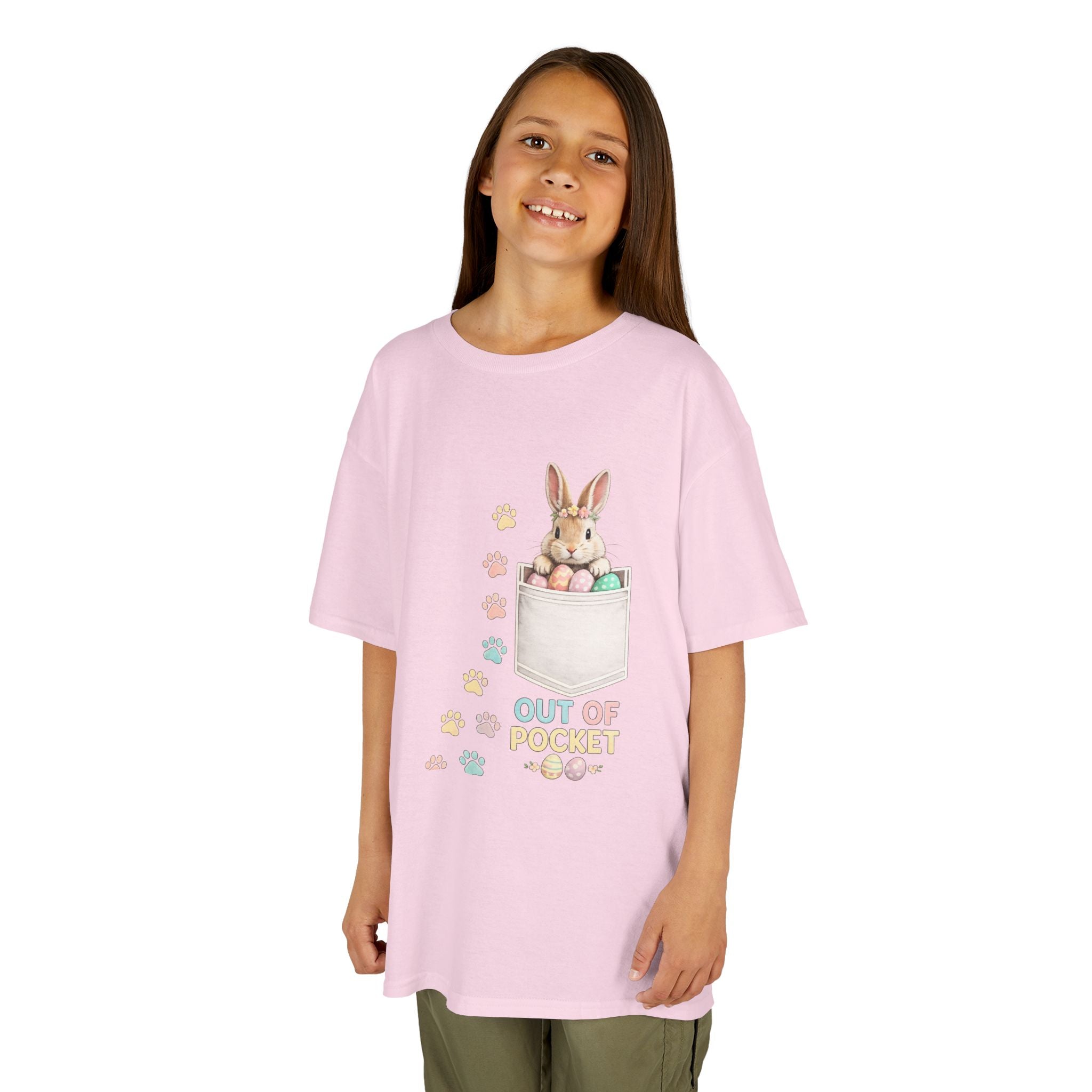Kids Tee — 'Out of Pocket' Bunny Pocket Shirt (Easter, Spring, Cute Animal) - InkAndThreadPrints