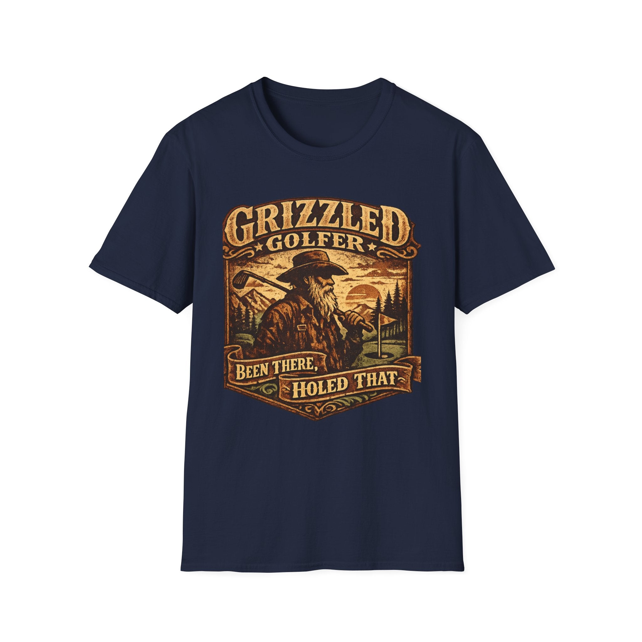 Grizzled Golfer T-Shirt – "Been There, Holed That" Vintage Golf Graphic Tee - InkAndThreadPrints