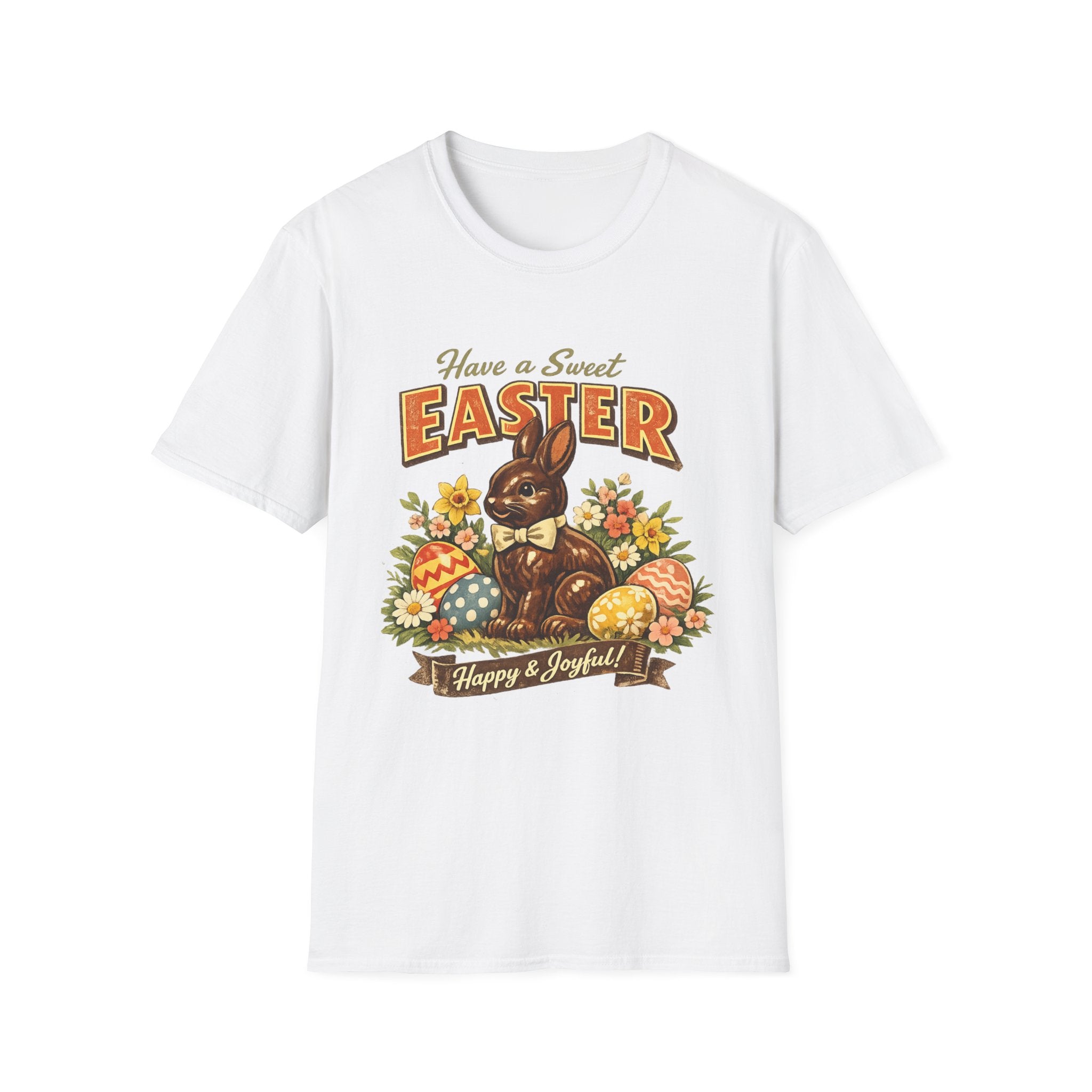 Easter Chocolate Bunny T-Shirt — "Have a Sweet Easter" Vintage Floral Design - InkAndThreadPrints
