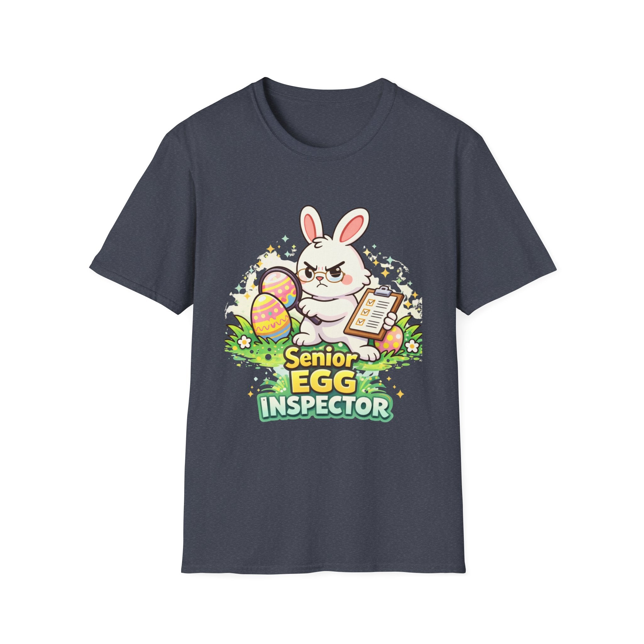Senior Egg Inspector T-Shirt — Cute Easter Bunny with Checklist - InkAndThreadPrints