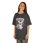 Kids Easter Vibes Tee — Cool Bunny with Egg Basket - InkAndThreadPrints