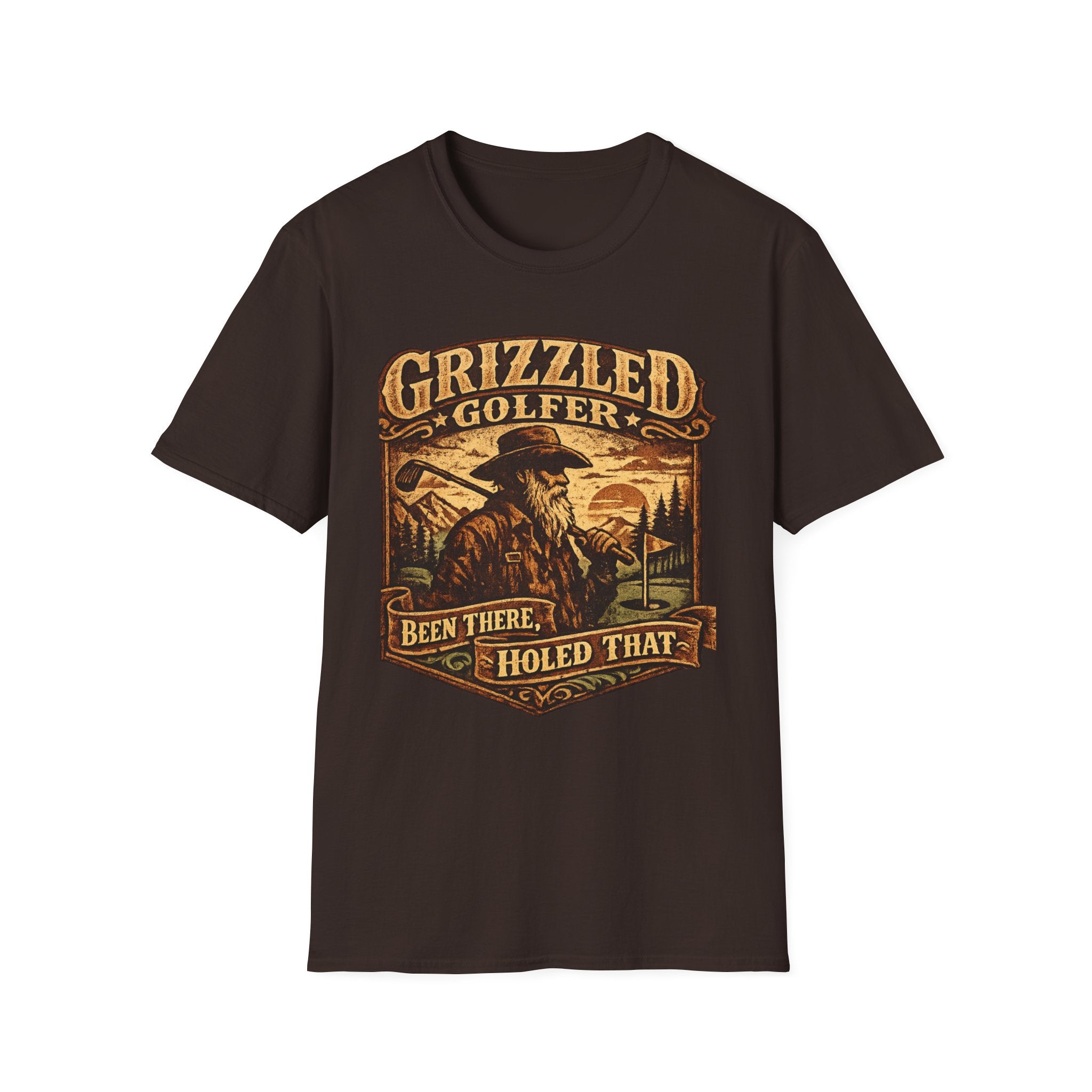 Grizzled Golfer T-Shirt – "Been There, Holed That" Vintage Golf Graphic Tee - InkAndThreadPrints