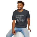 Runner's High Club T-Shirt – Funny Running Shirt with Heartbeat Graphic - InkAndThreadPrints