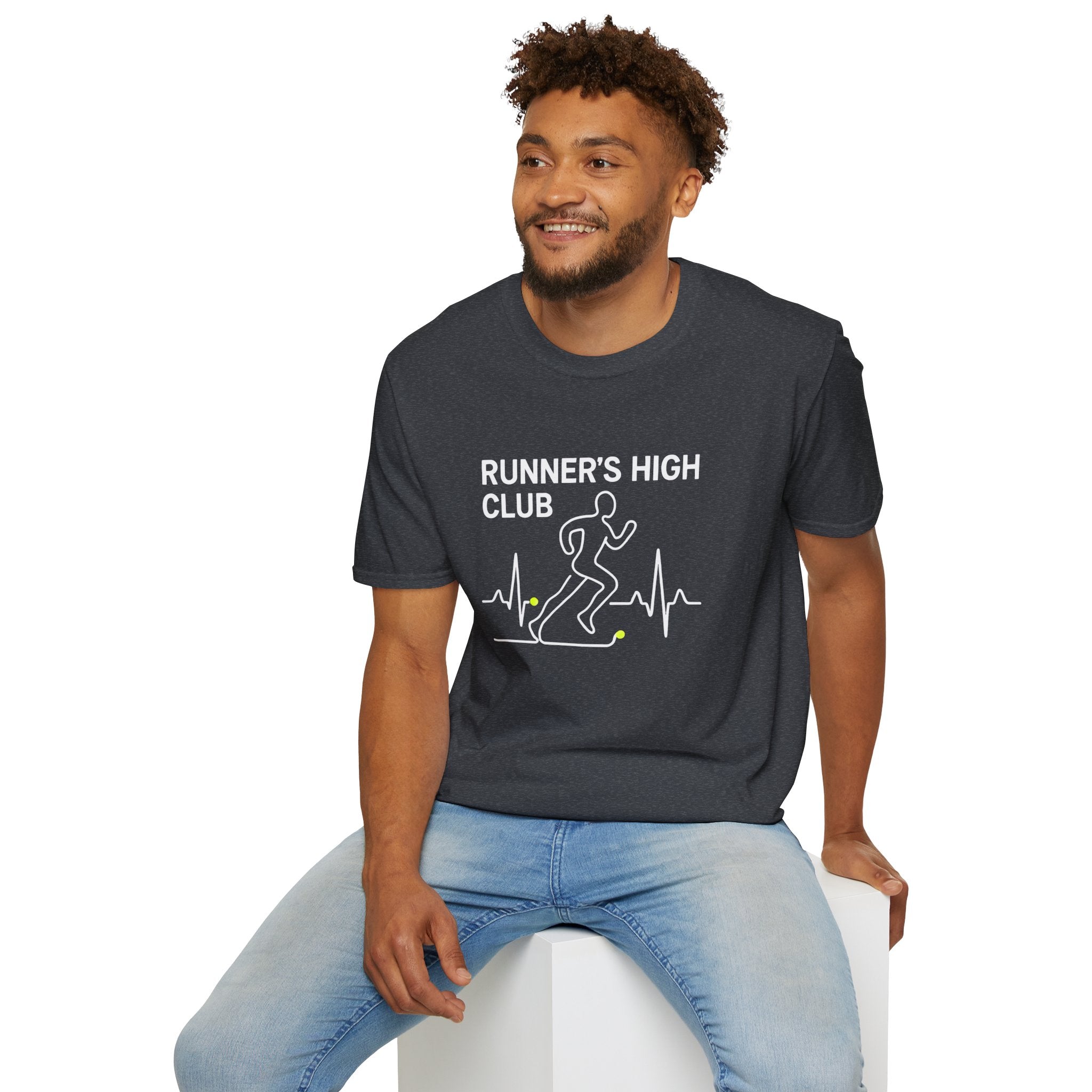 Runner's High Club T-Shirt – Funny Running Shirt with Heartbeat Graphic - InkAndThreadPrints