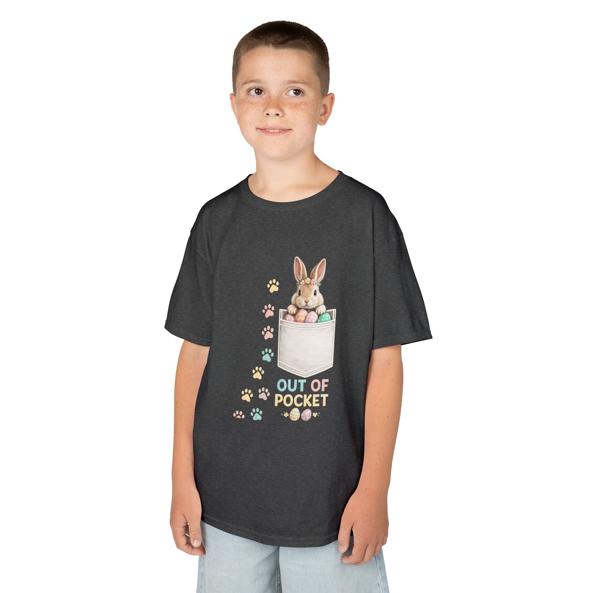 Kids Tee — 'Out of Pocket' Bunny Pocket Shirt (Easter, Spring, Cute Animal) - InkAndThreadPrints