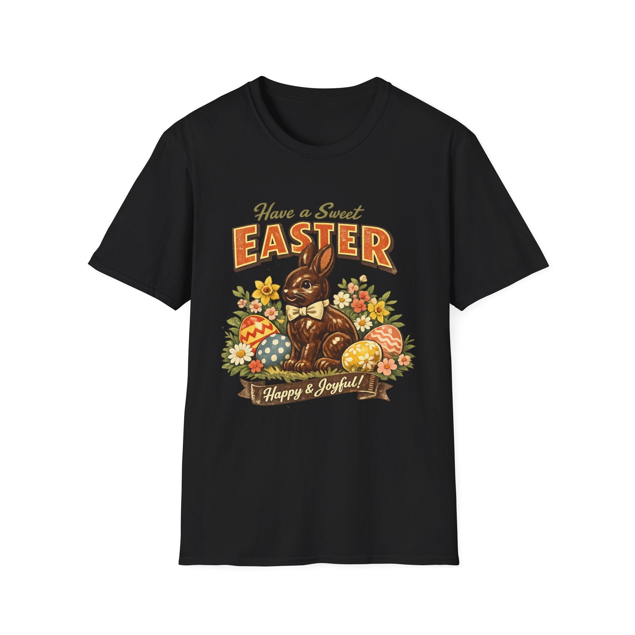 Easter Chocolate Bunny T-Shirt — "Have a Sweet Easter" Vintage Floral Design - InkAndThreadPrints