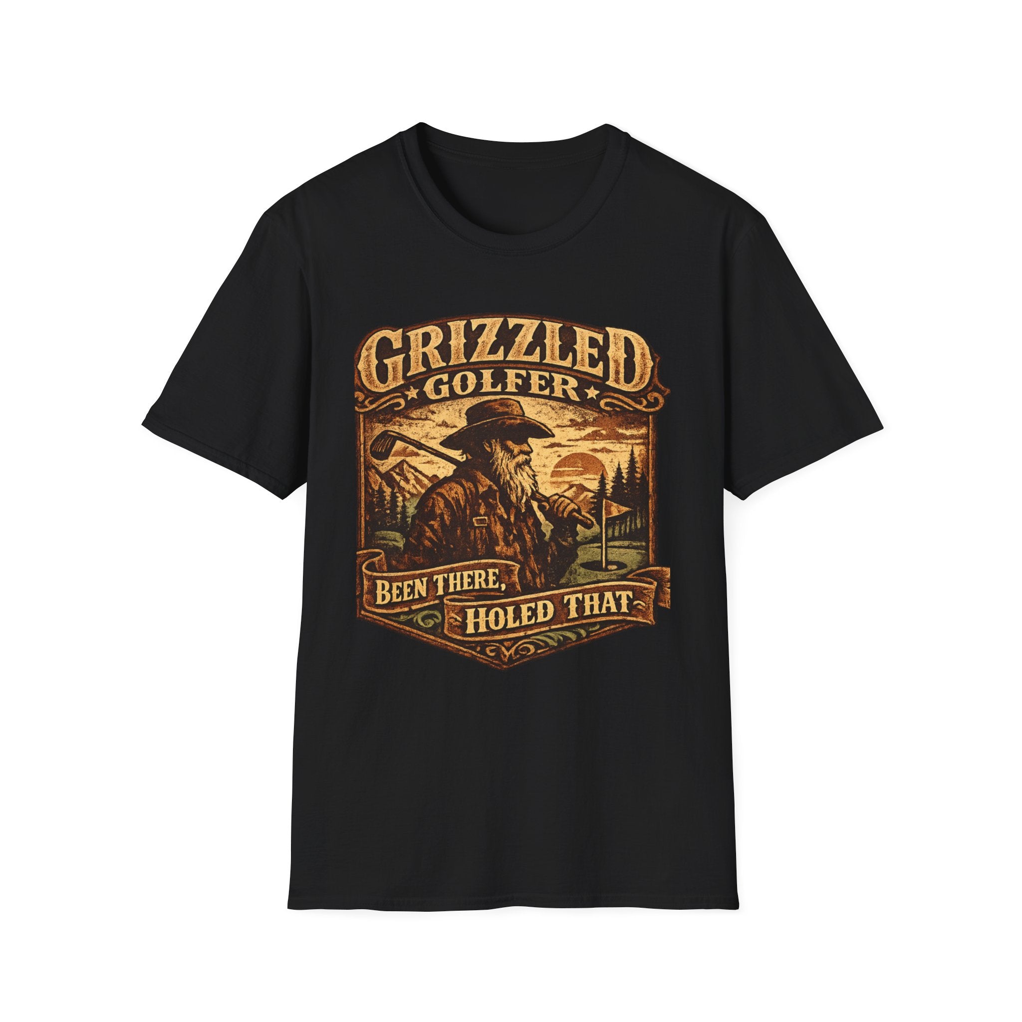 Grizzled Golfer T-Shirt – "Been There, Holed That" Vintage Golf Graphic Tee - InkAndThreadPrints