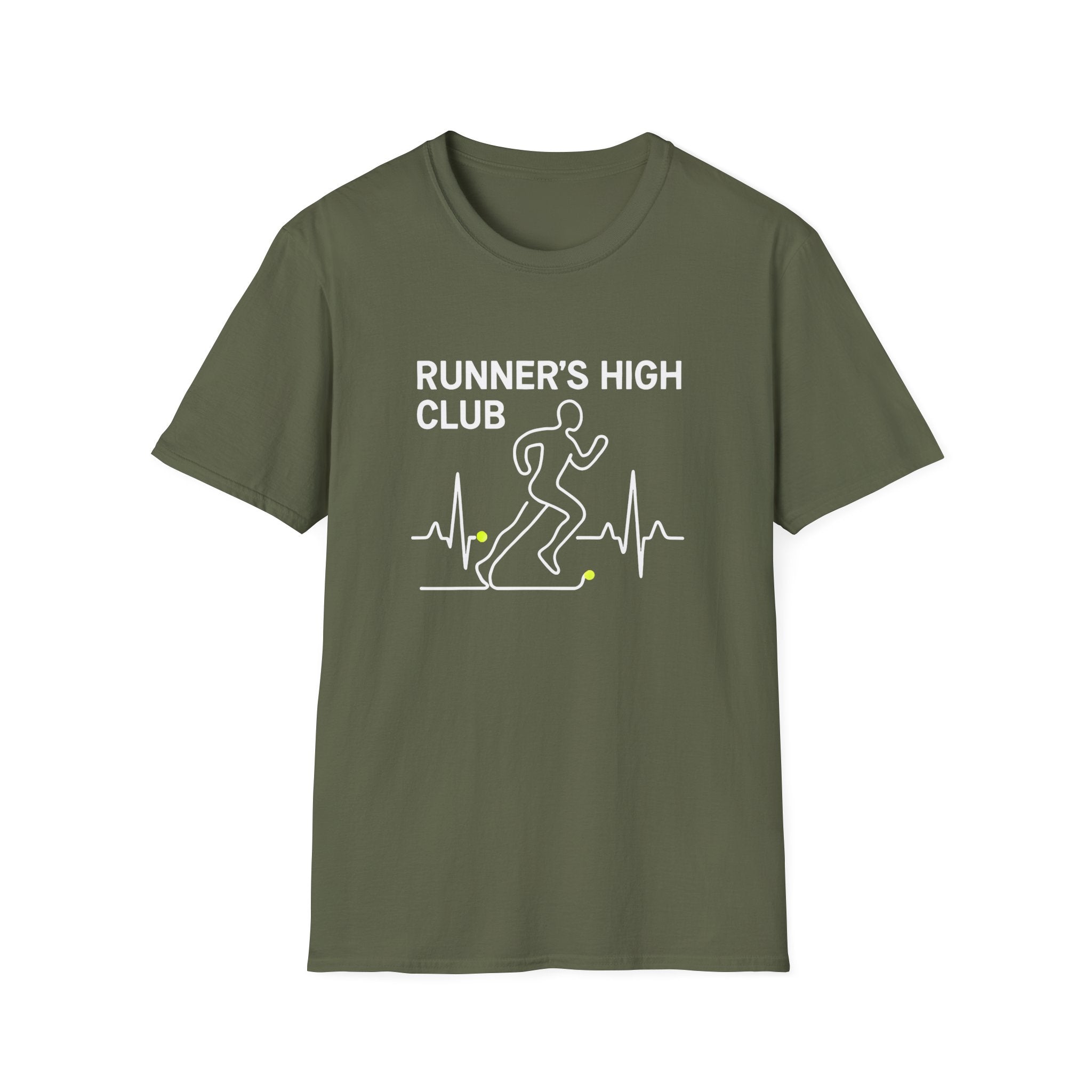 Runner's High Club T-Shirt – Funny Running Shirt with Heartbeat Graphic - InkAndThreadPrints
