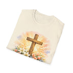 Easter He’s Risen Cross T-Shirt — Christian Floral Resurrection Tee - InkAndThreadPrints