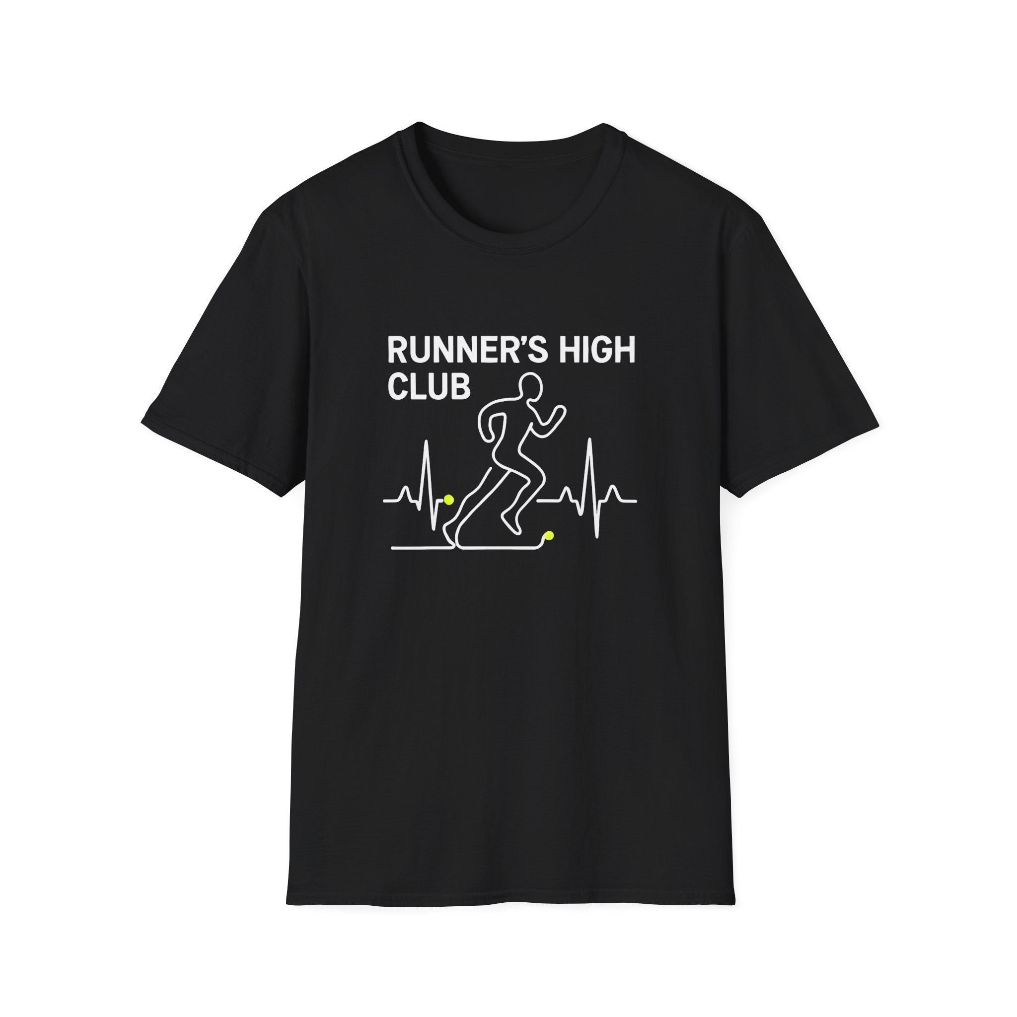 Runner's High Club T-Shirt – Funny Running Shirt with Heartbeat Graphic - InkAndThreadPrints