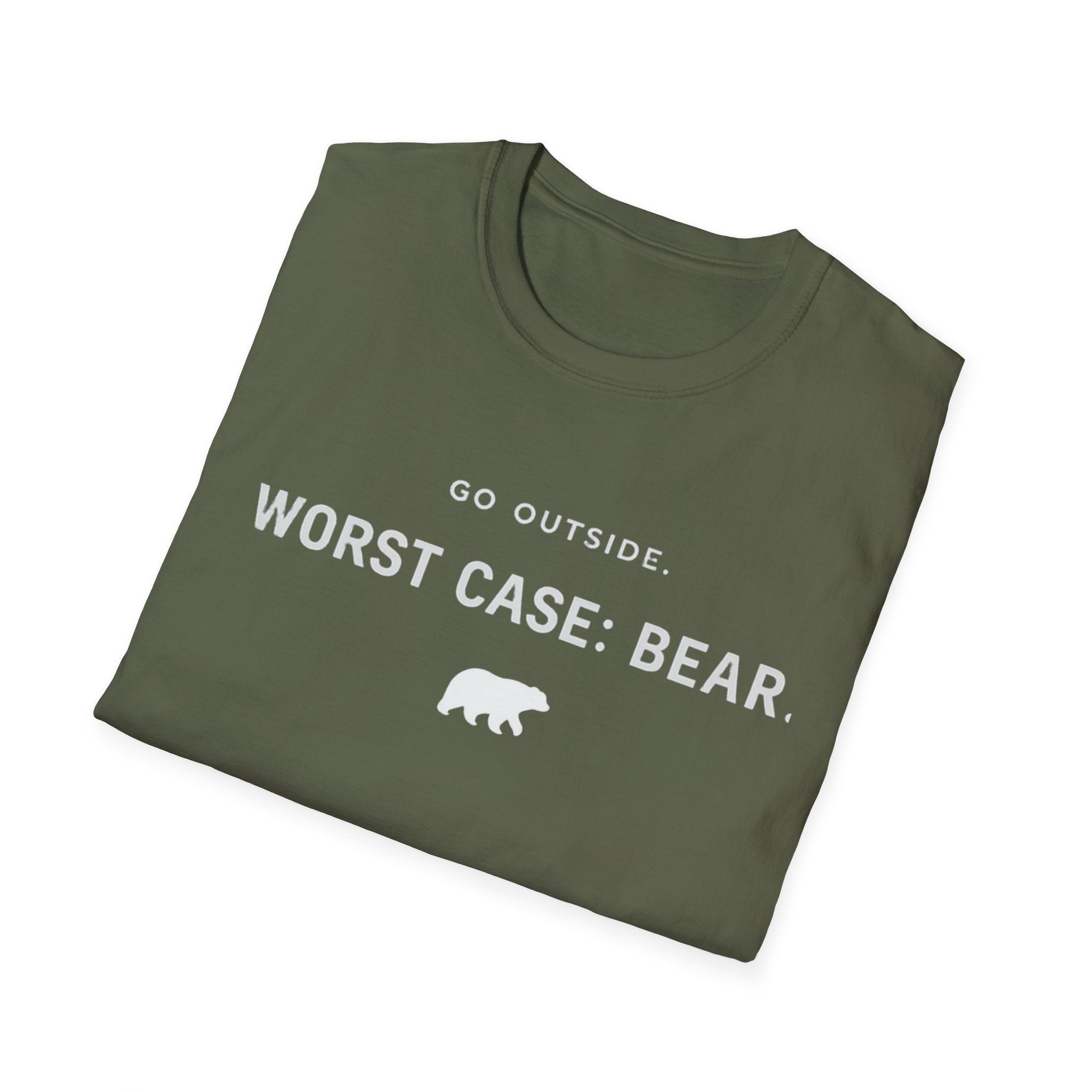 Go Outside. Worst Case: Bear. T-Shirt — Outdoor Adventure Graphic Tee