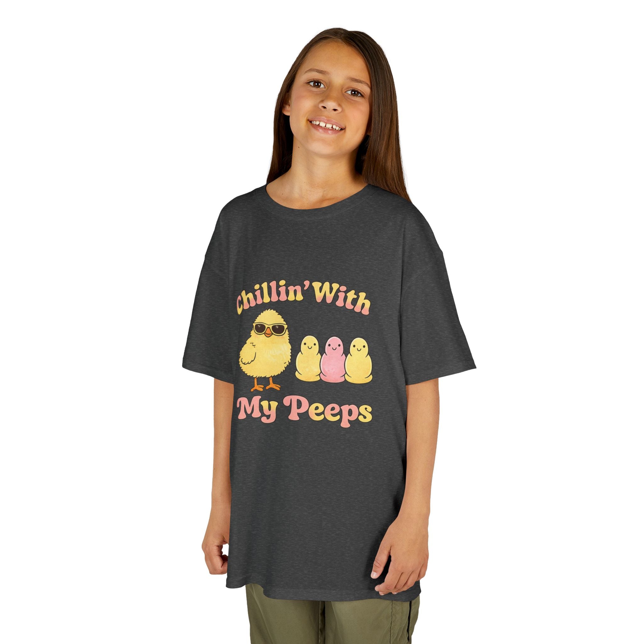 Kids Tee — "Chillin' With My Peeps" Cute Chick Graphic - InkAndThreadPrints