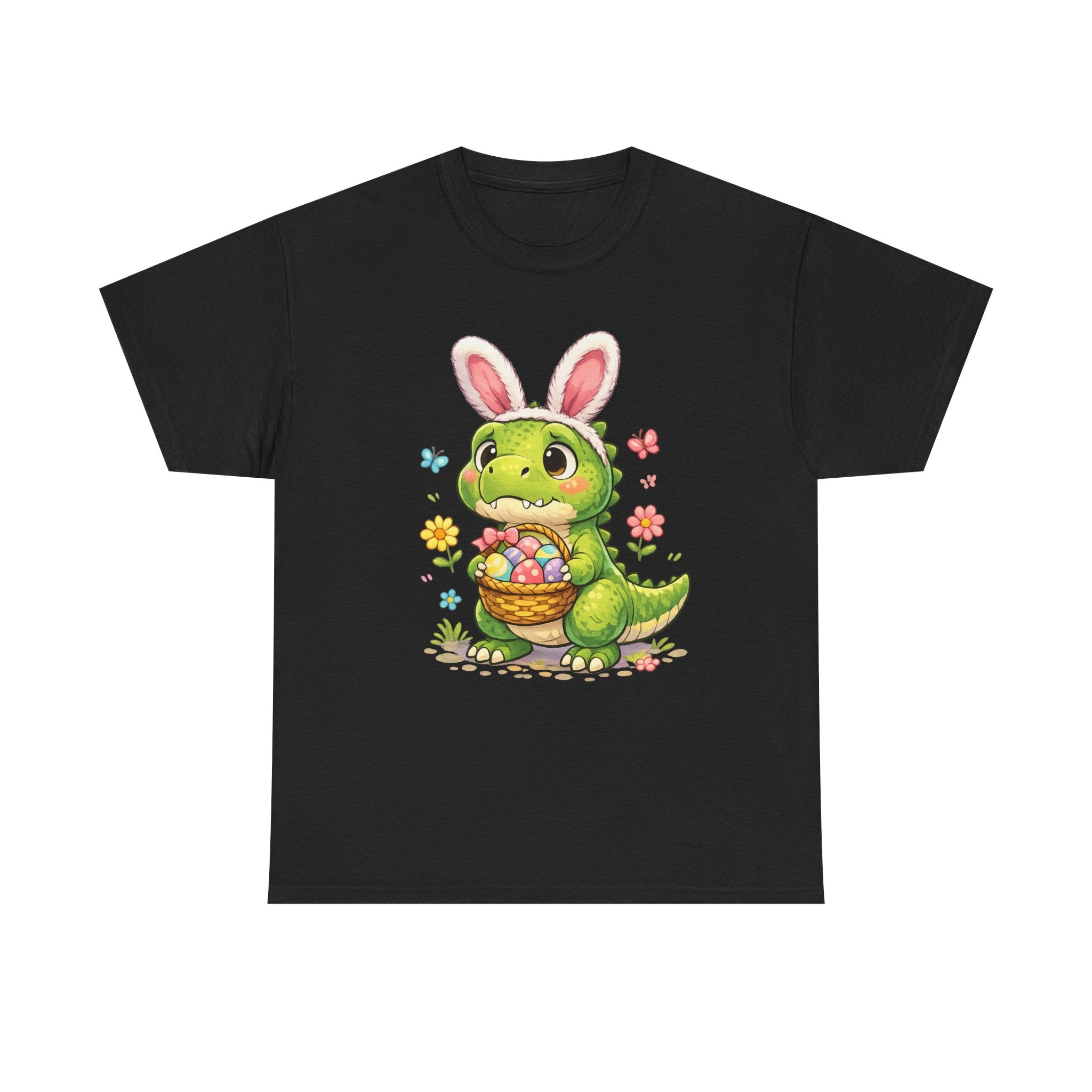 Easter Dino Tee — Cute Bunny-Costume Dinosaur Holding Easter Eggs - InkAndThreadPrints