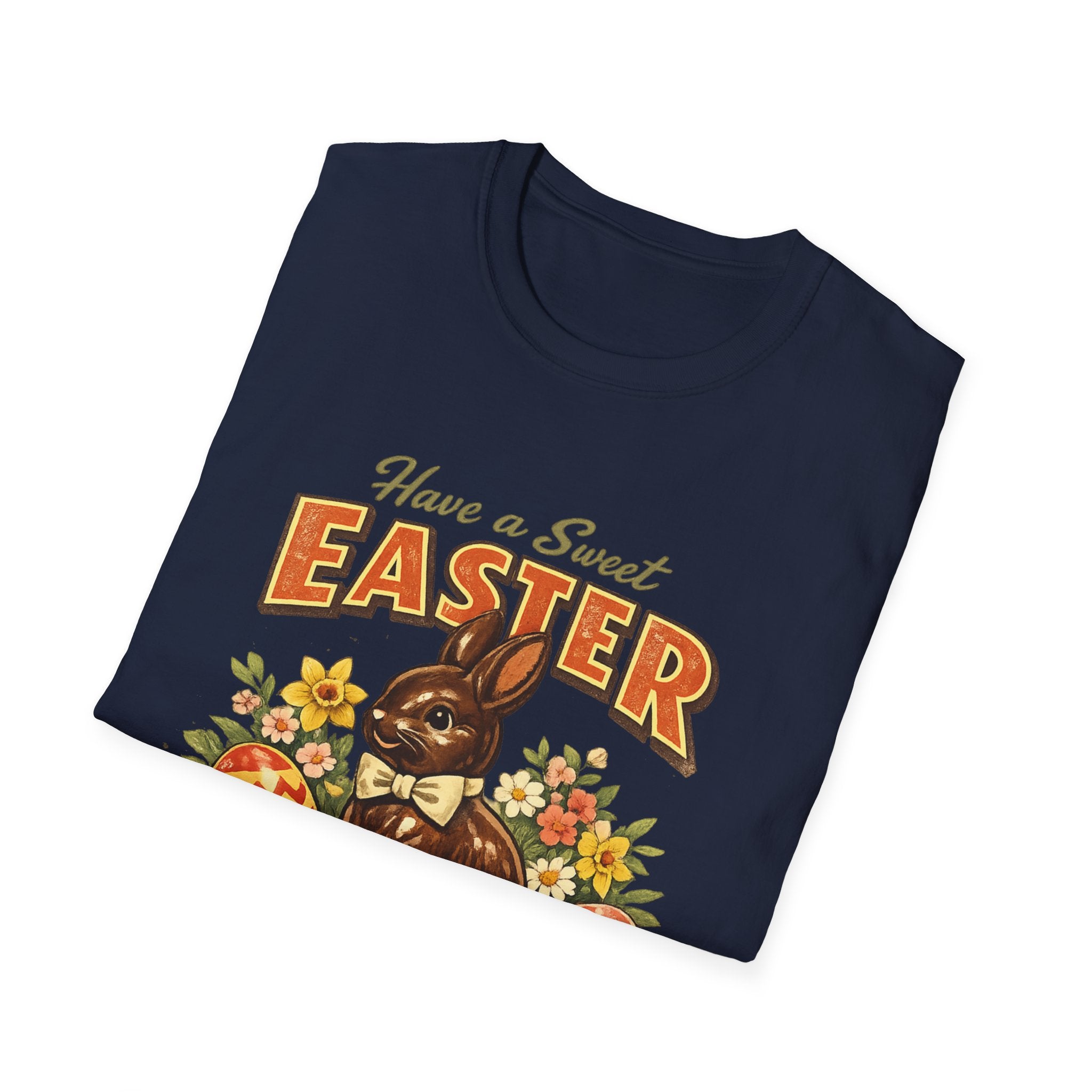 Easter Chocolate Bunny T-Shirt — "Have a Sweet Easter" Vintage Floral Design - InkAndThreadPrints
