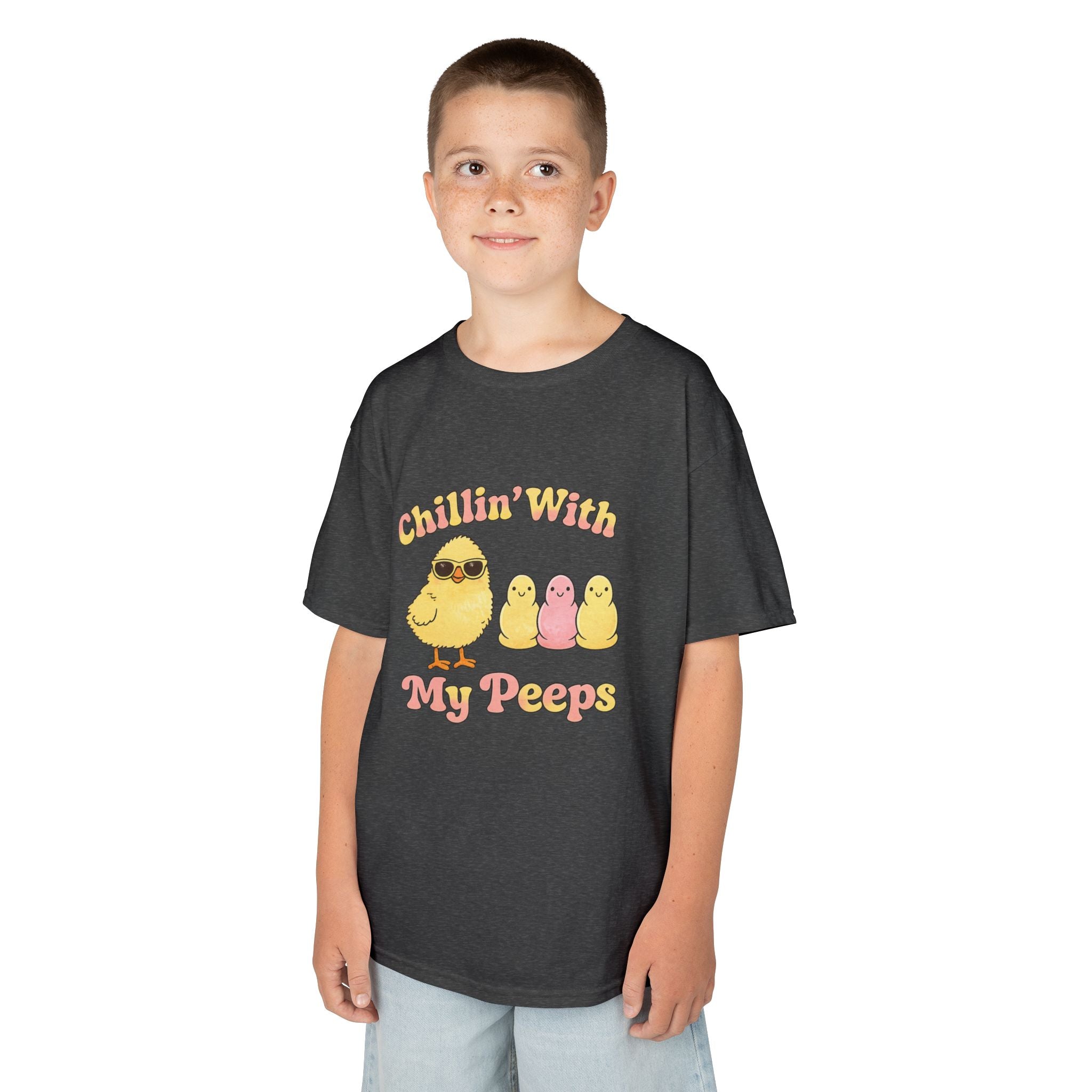 Kids Tee — "Chillin' With My Peeps" Cute Chick Graphic - InkAndThreadPrints