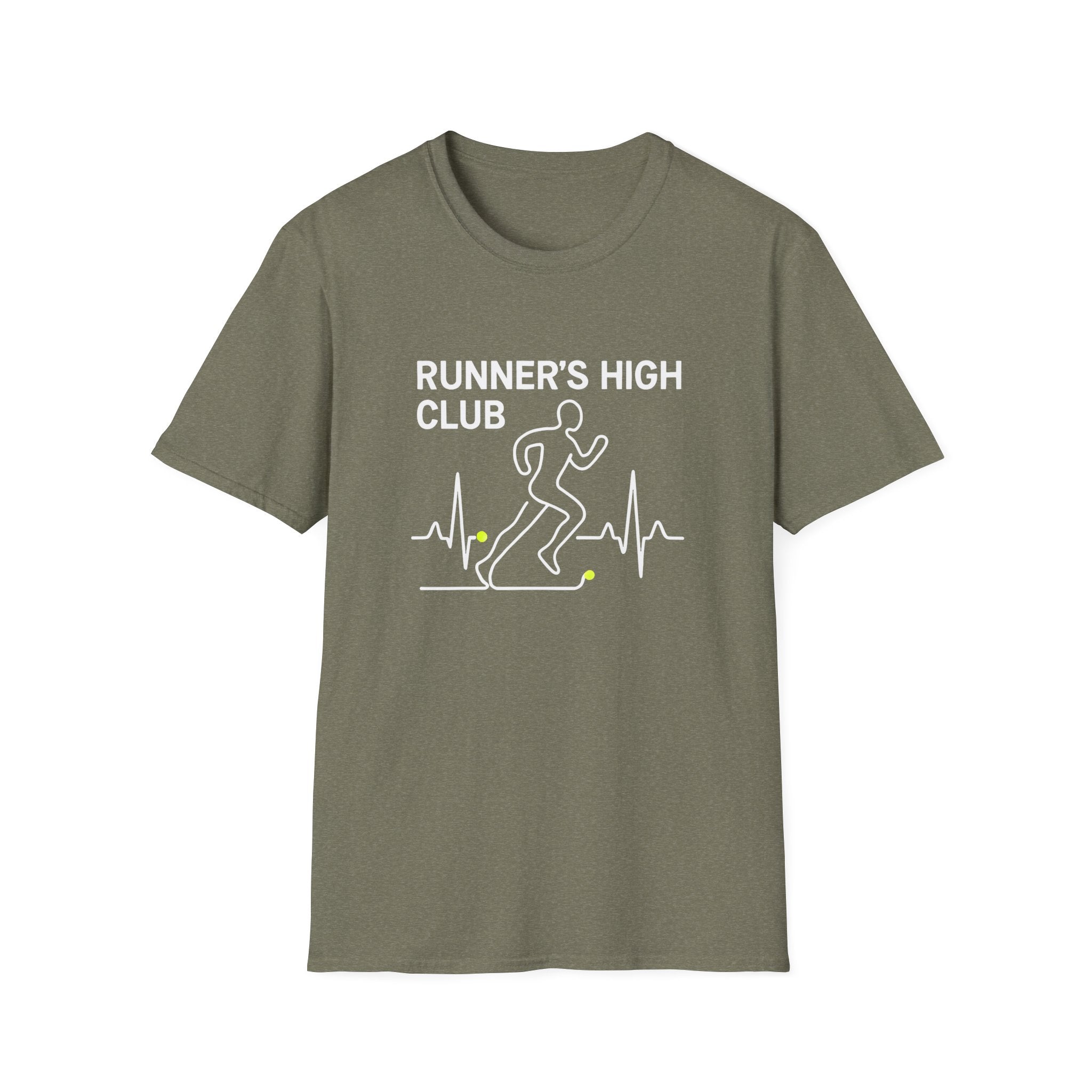 Runner's High Club T-Shirt – Funny Running Shirt with Heartbeat Graphic - InkAndThreadPrints