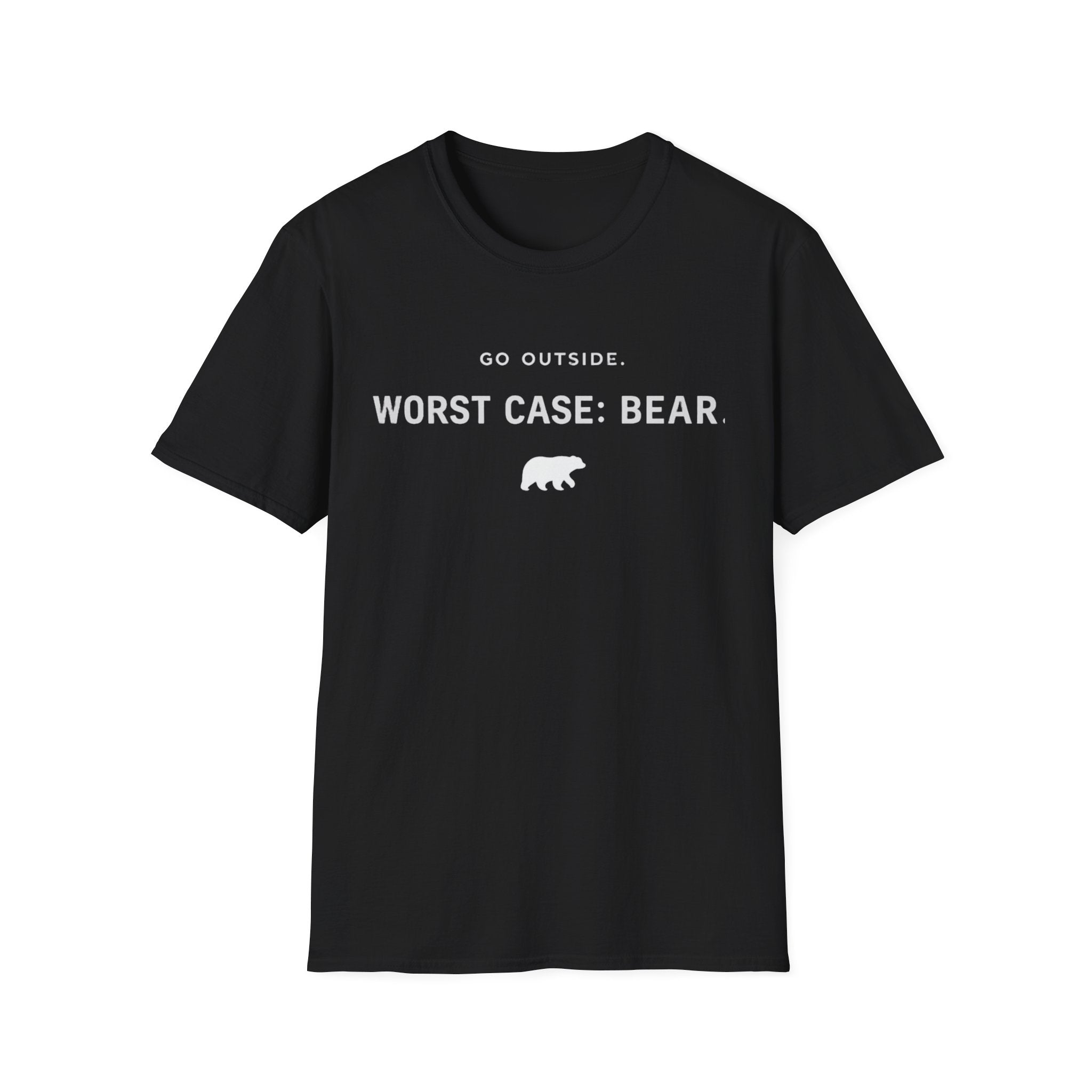 Go Outside. Worst Case: Bear. T-Shirt — Outdoor Adventure Graphic Tee