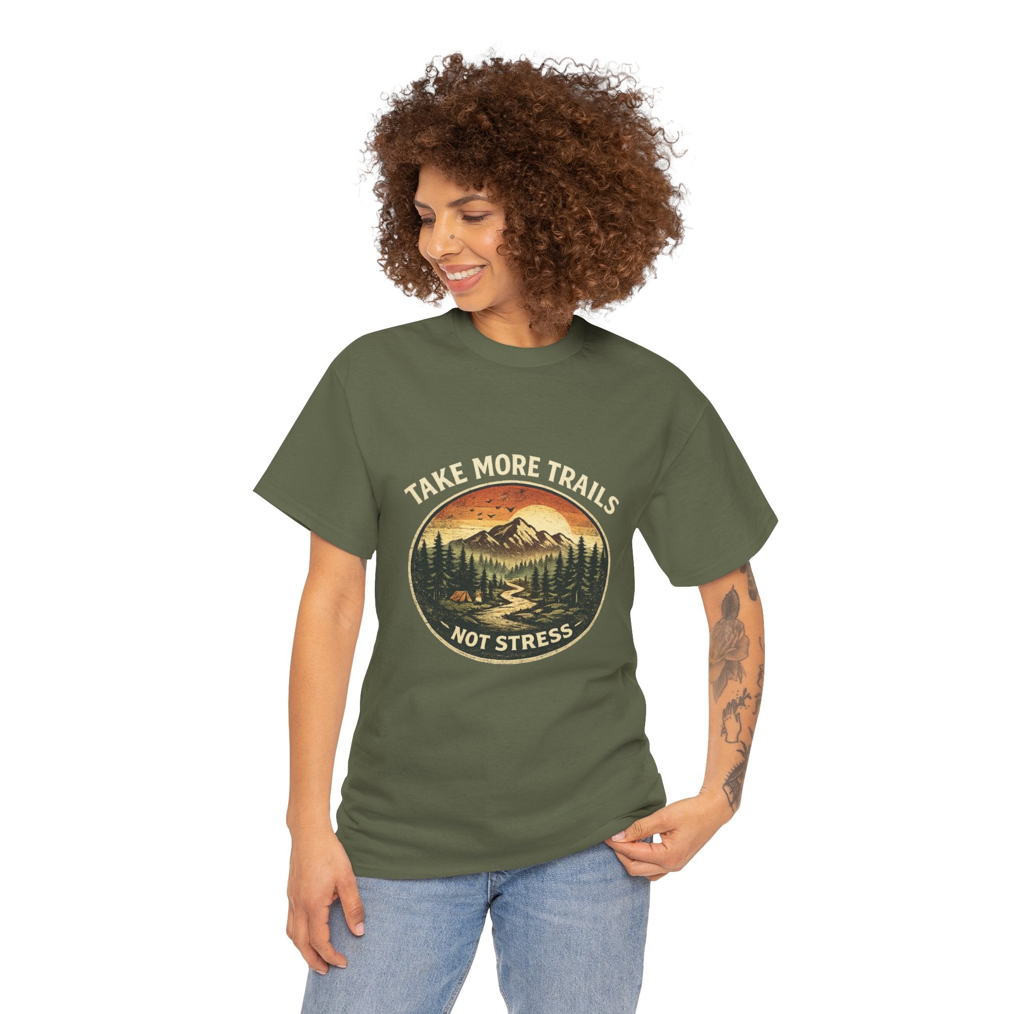 Take More Trails Not Stress T-Shirt — Vintage Mountain Hiking Tee - InkAndThreadPrints
