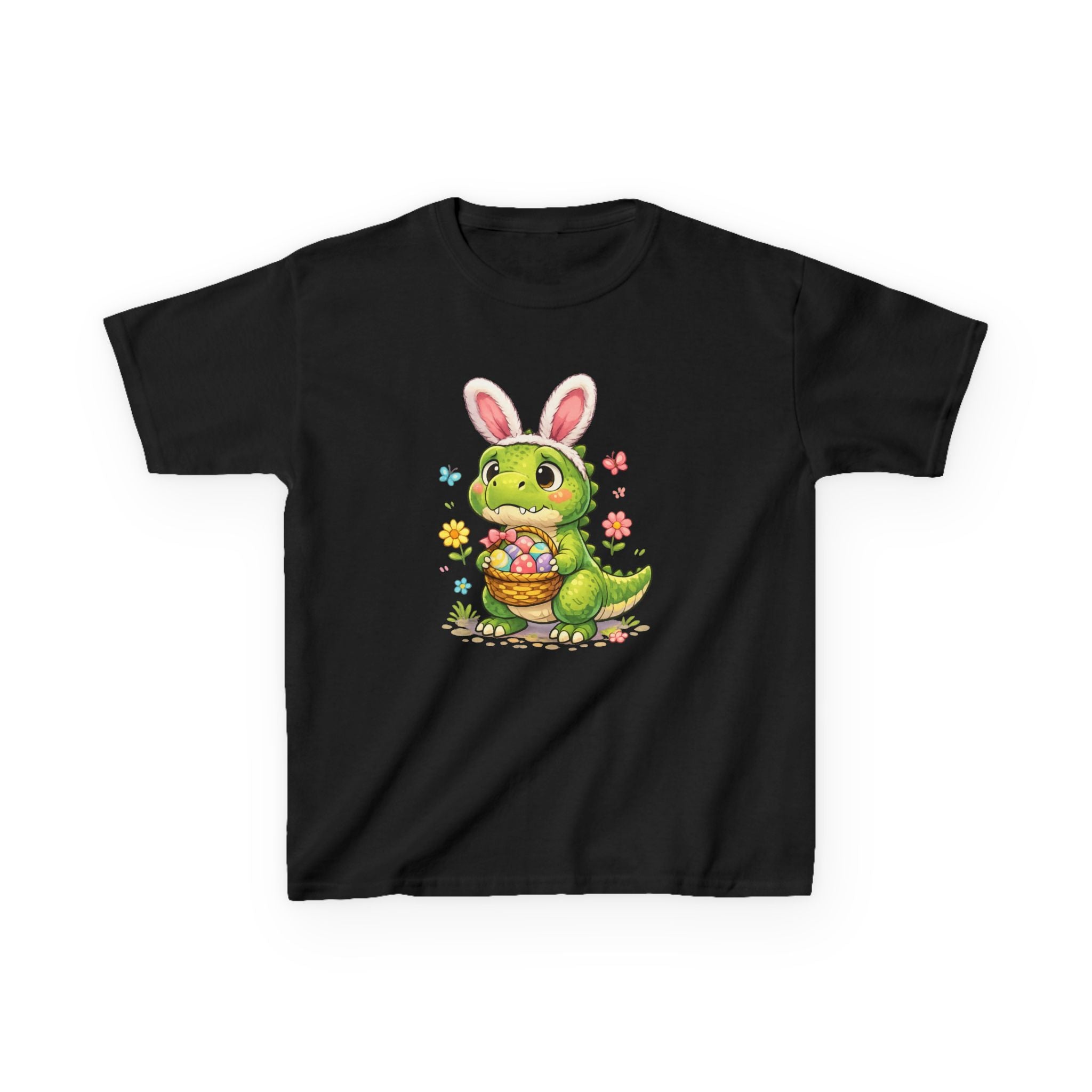 Kids Dinosaur Easter Bunny T-Shirt — T-Rex With Bunny Ears & Eggs Tee - InkAndThreadPrints