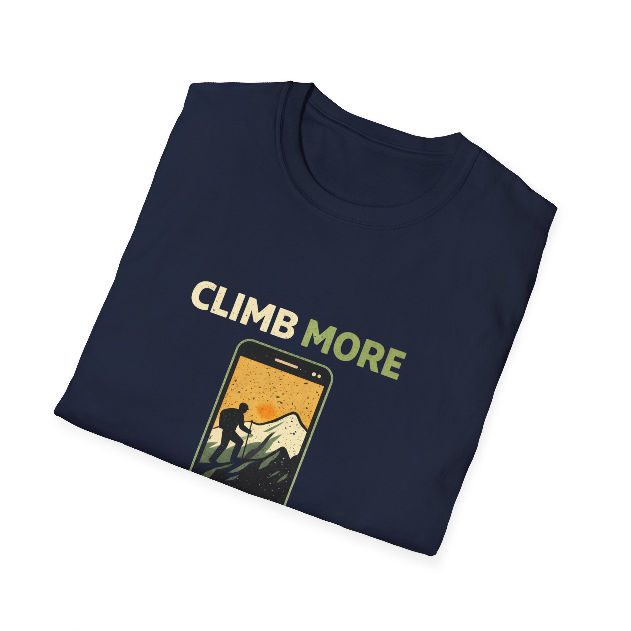 Climb More Scroll Less T‑Shirt - InkAndThreadPrints