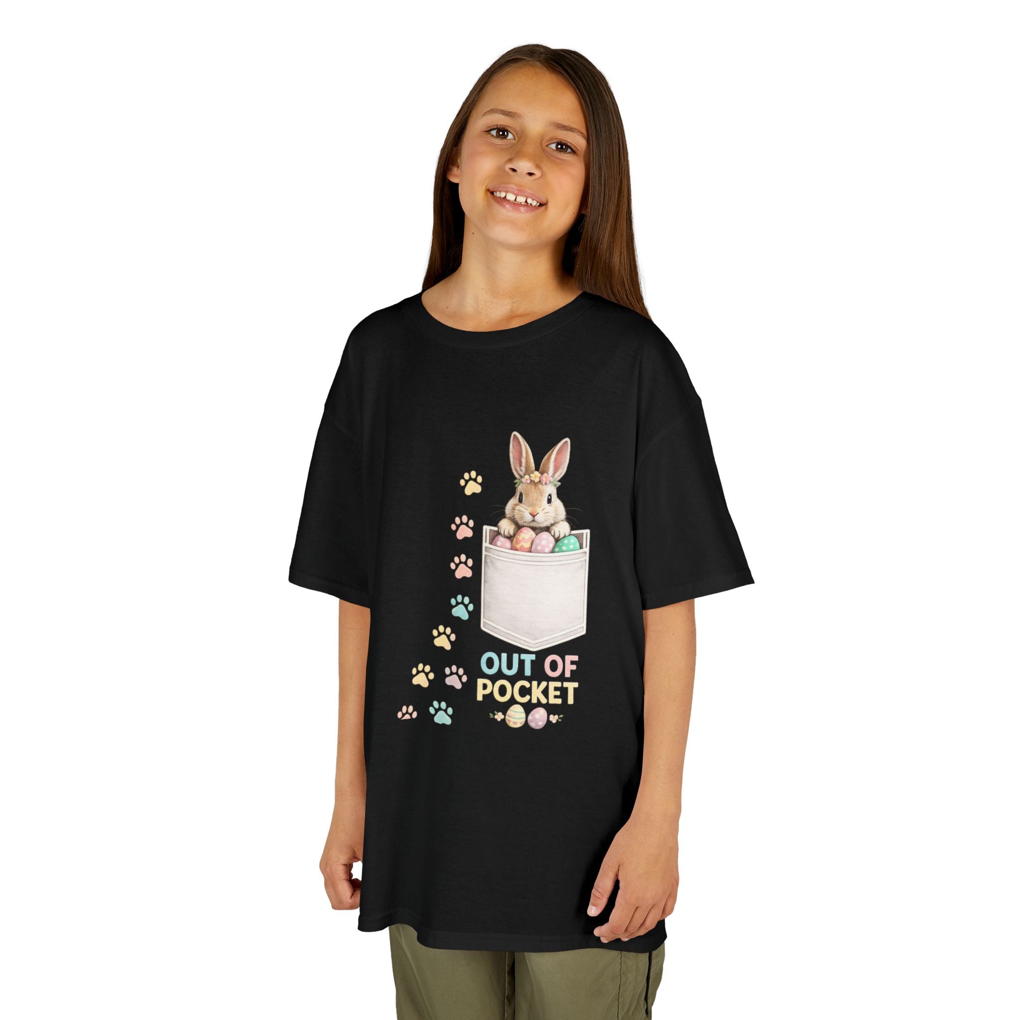 Kids Tee — 'Out of Pocket' Bunny Pocket Shirt (Easter, Spring, Cute Animal) - InkAndThreadPrints