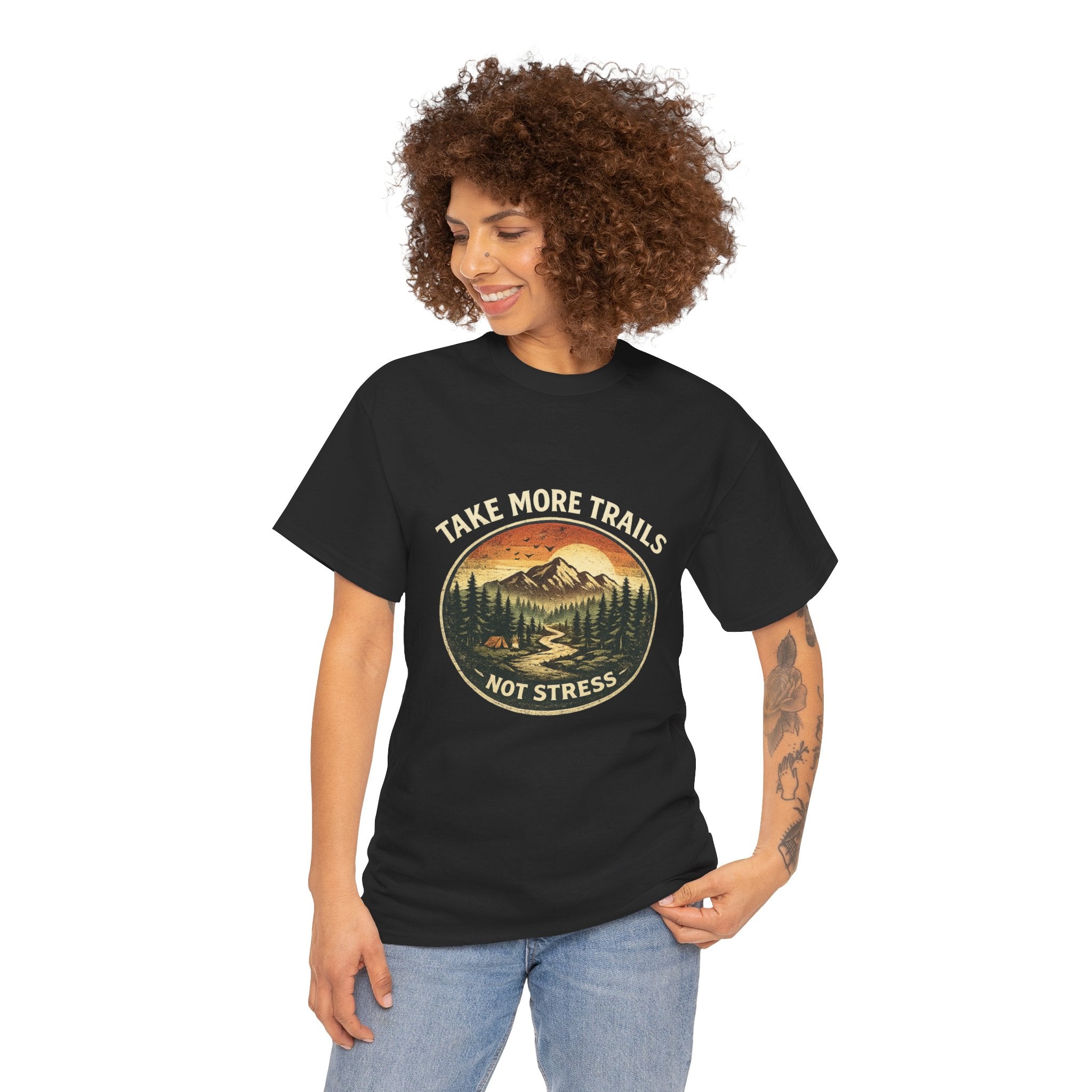 Take More Trails Not Stress T-Shirt — Vintage Mountain Hiking Tee - InkAndThreadPrints