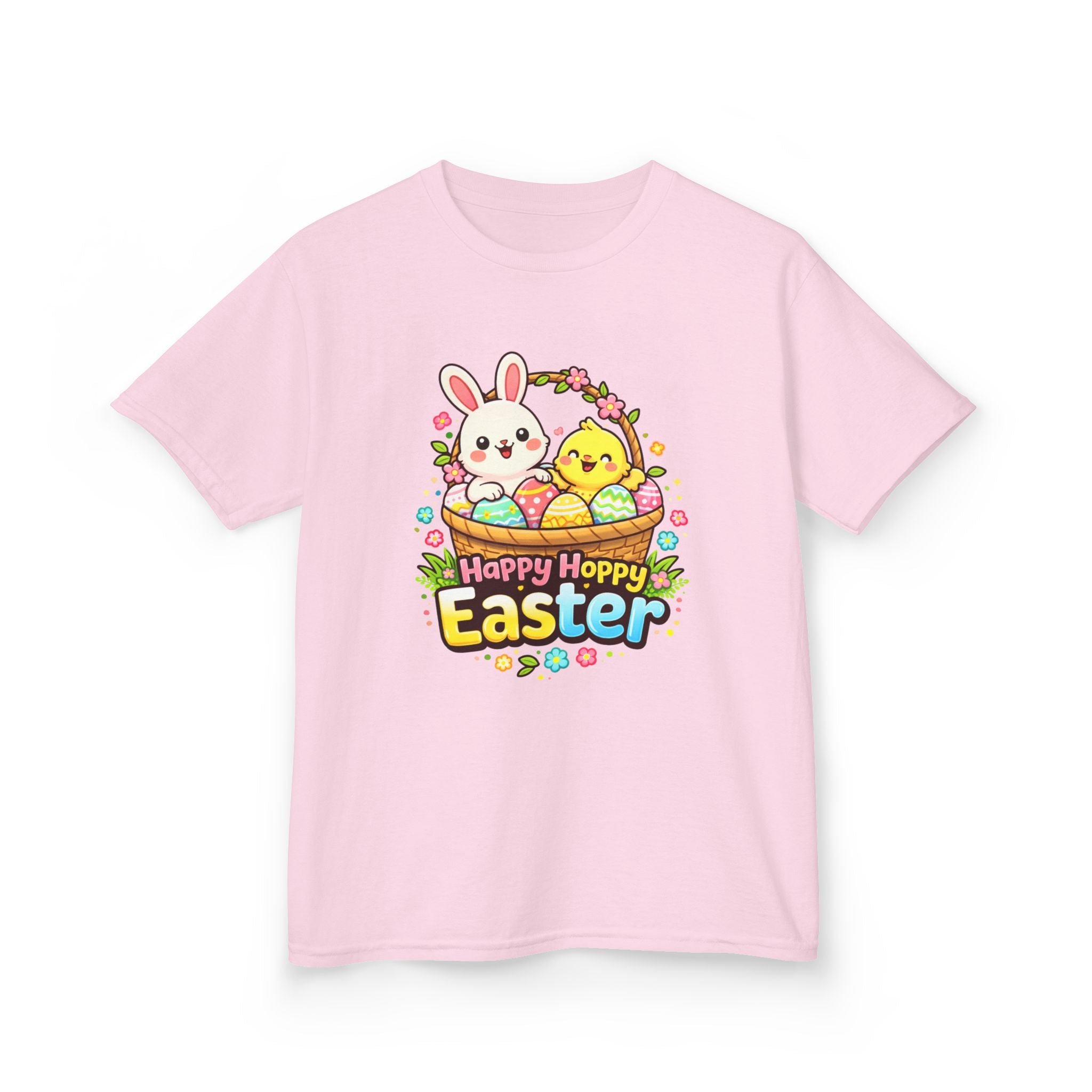 Kids Tee — "Happy Hoppy Easter" Bunny & Chick Easter Shirt - InkAndThreadPrints