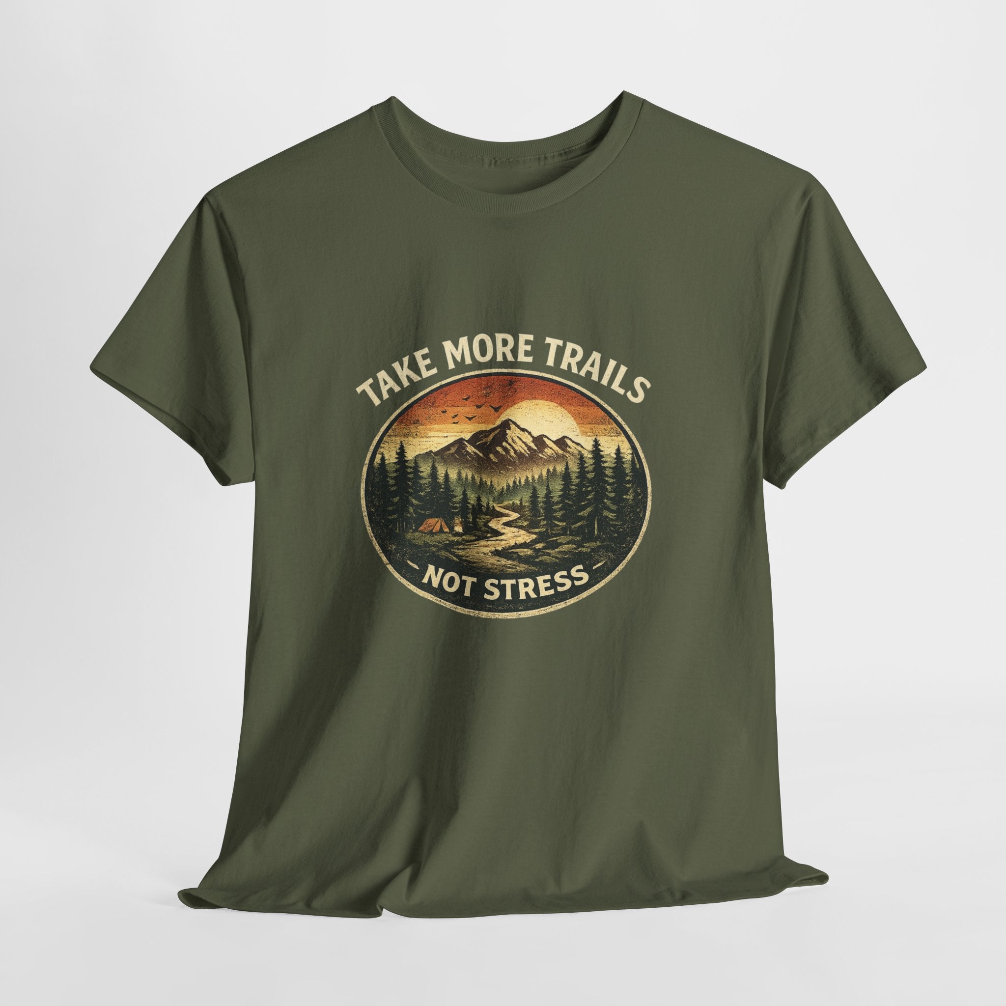 Take More Trails Not Stress T-Shirt — Vintage Mountain Hiking Tee - InkAndThreadPrints