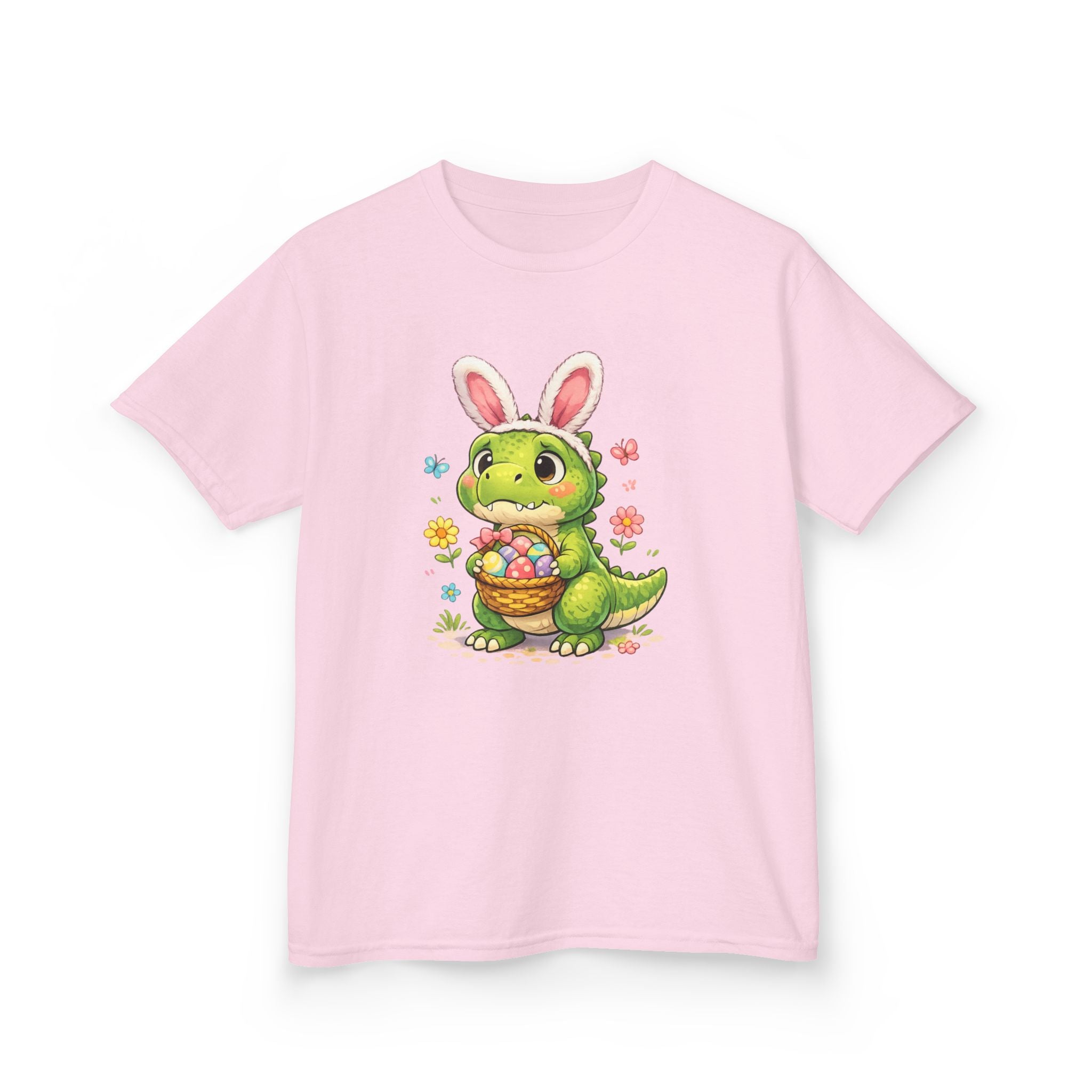 Kids Dinosaur Easter Bunny T-Shirt — T-Rex With Bunny Ears & Eggs Tee - InkAndThreadPrints