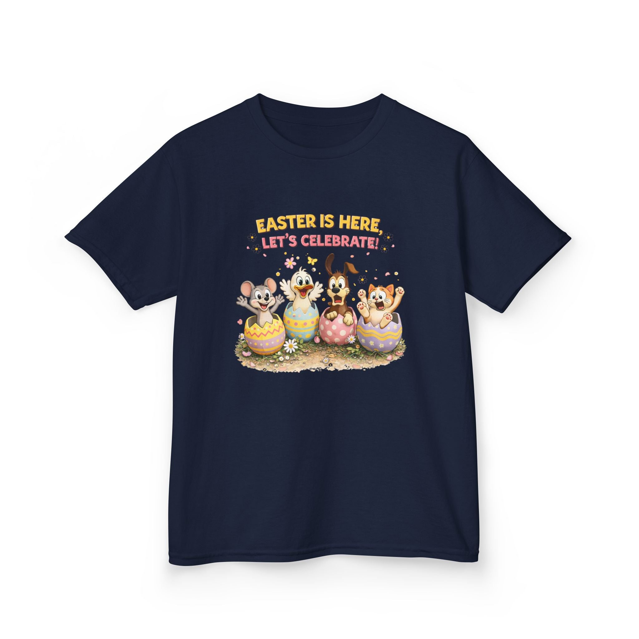 Kids Tee — "Easter Is Here, Let's Celebrate" - InkAndThreadPrints