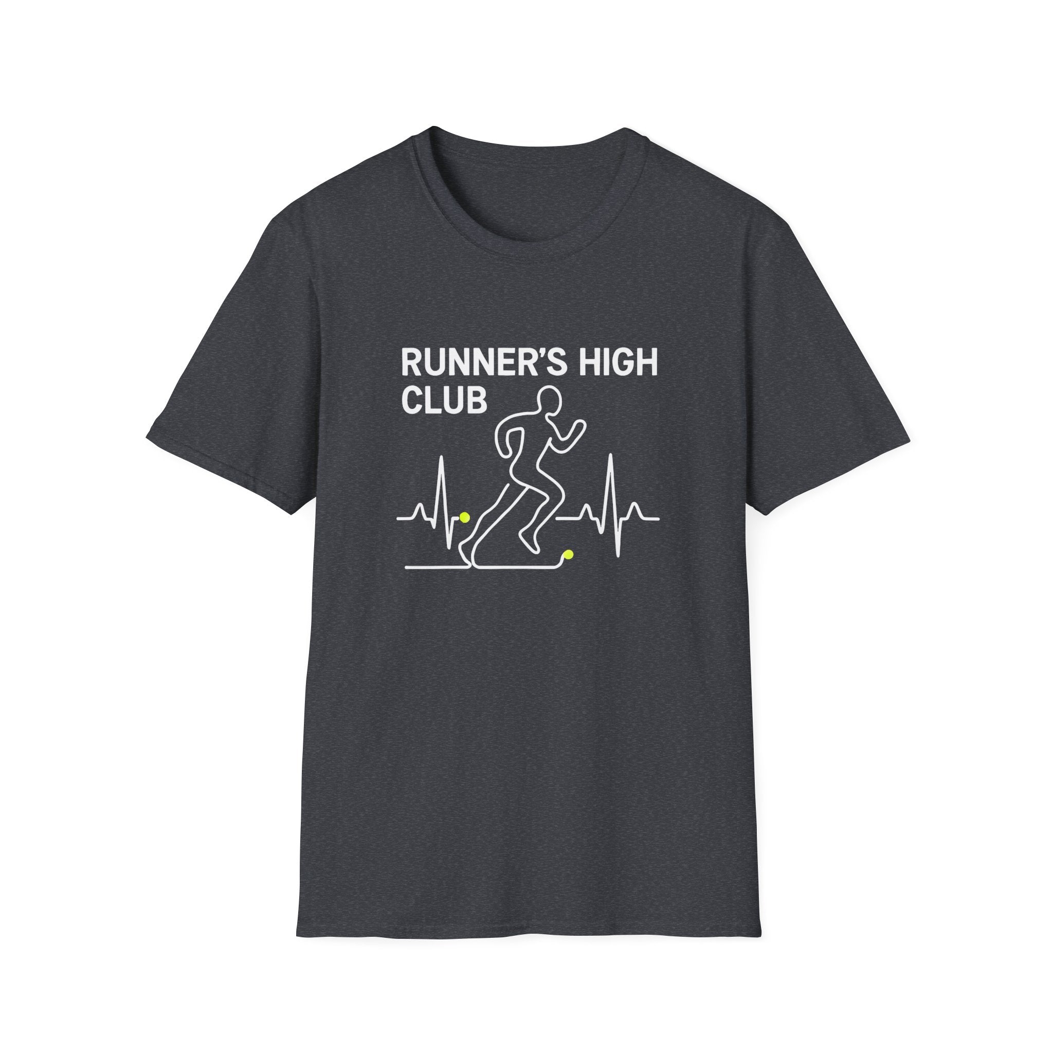 Runner's High Club T-Shirt – Funny Running Shirt with Heartbeat Graphic - InkAndThreadPrints