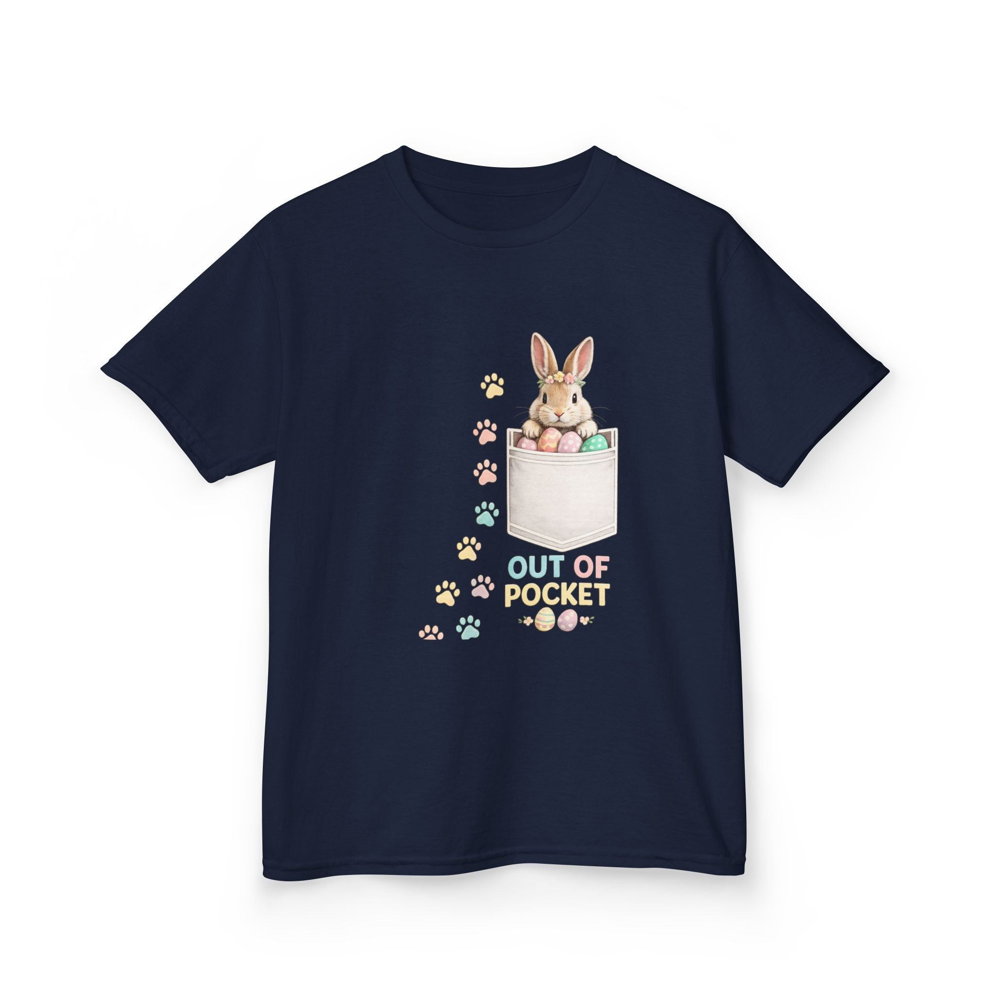 Kids Tee — 'Out of Pocket' Bunny Pocket Shirt (Easter, Spring, Cute Animal) - InkAndThreadPrints
