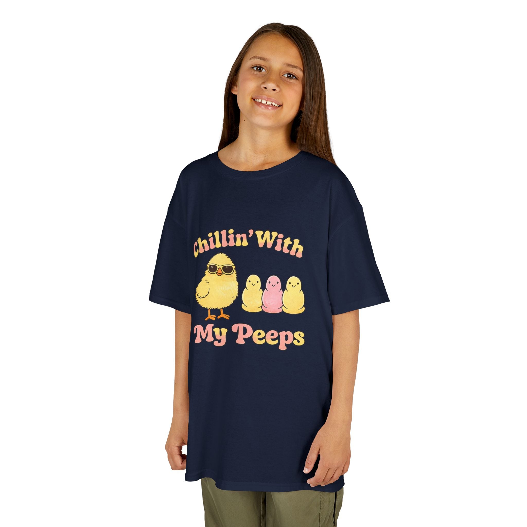 Kids Tee — "Chillin' With My Peeps" Cute Chick Graphic - InkAndThreadPrints