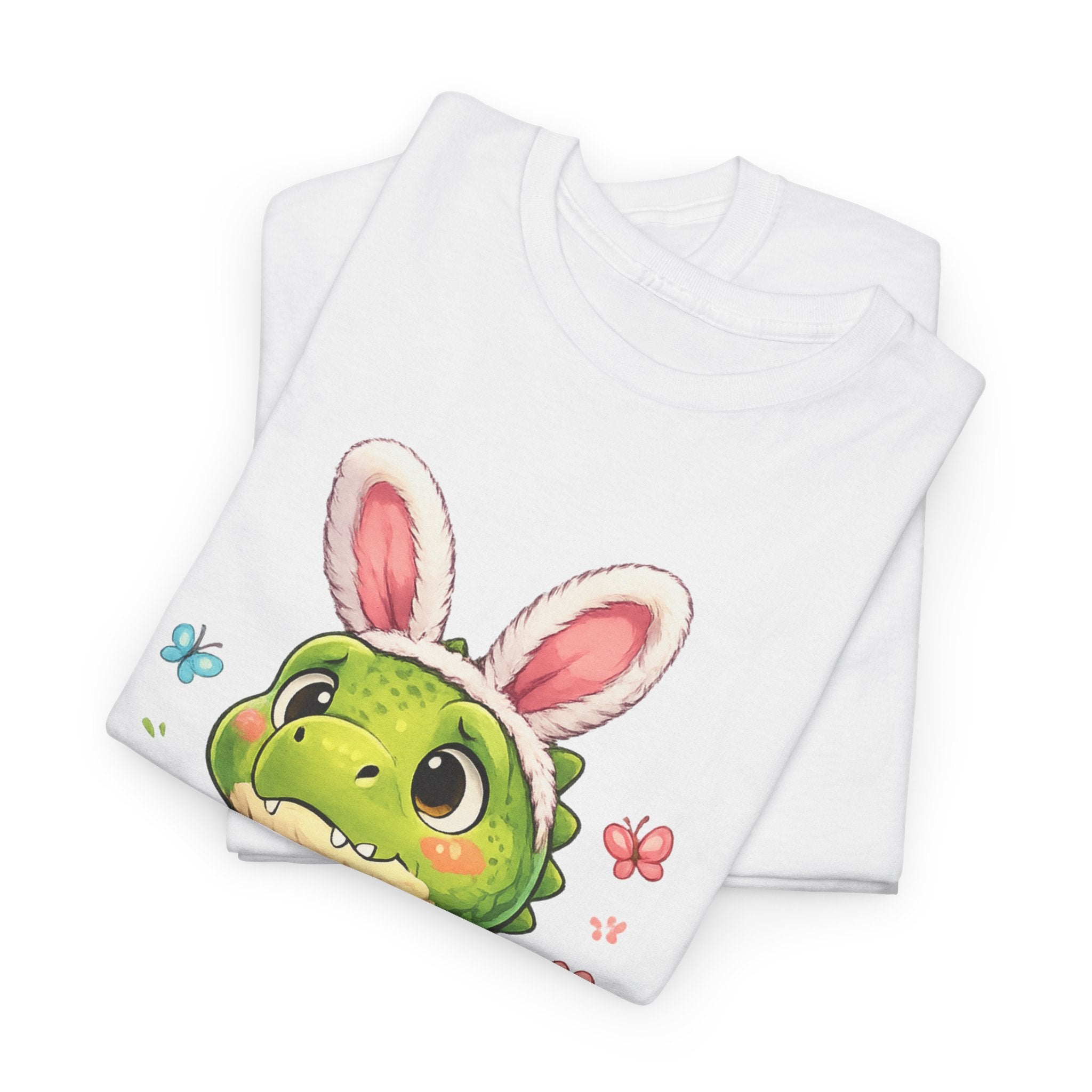 Easter Dino Tee — Cute Bunny-Costume Dinosaur Holding Easter Eggs - InkAndThreadPrints