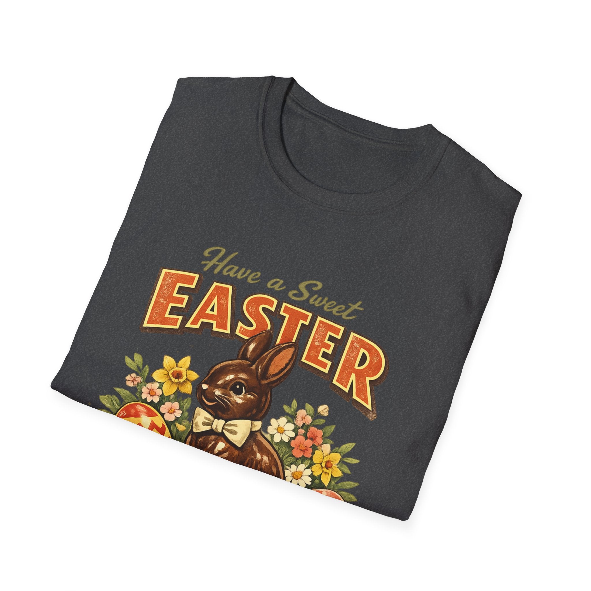 Easter Chocolate Bunny T-Shirt — "Have a Sweet Easter" Vintage Floral Design - InkAndThreadPrints