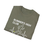 Runner's High Club T-Shirt – Funny Running Shirt with Heartbeat Graphic - InkAndThreadPrints