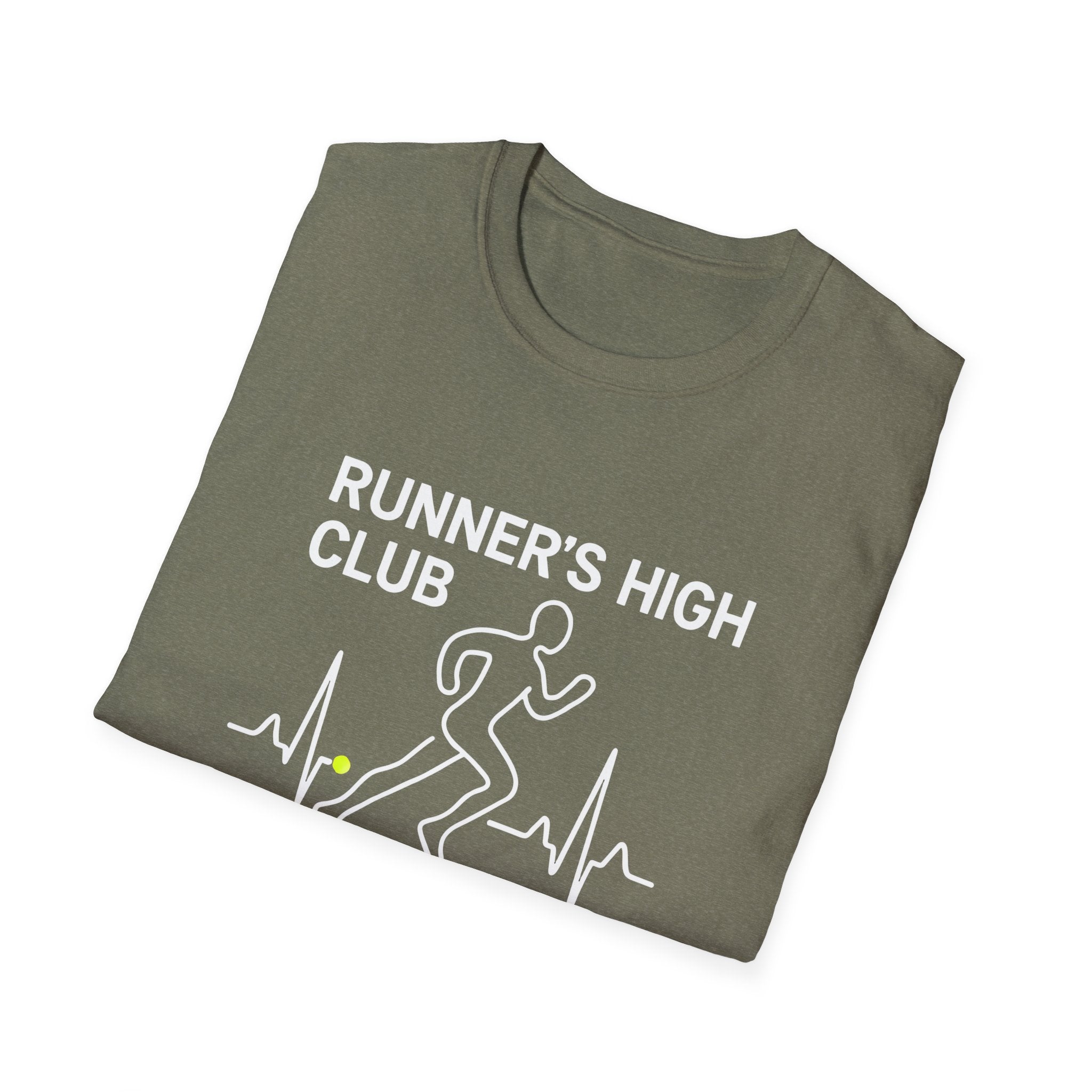 Runner's High Club T-Shirt – Funny Running Shirt with Heartbeat Graphic - InkAndThreadPrints