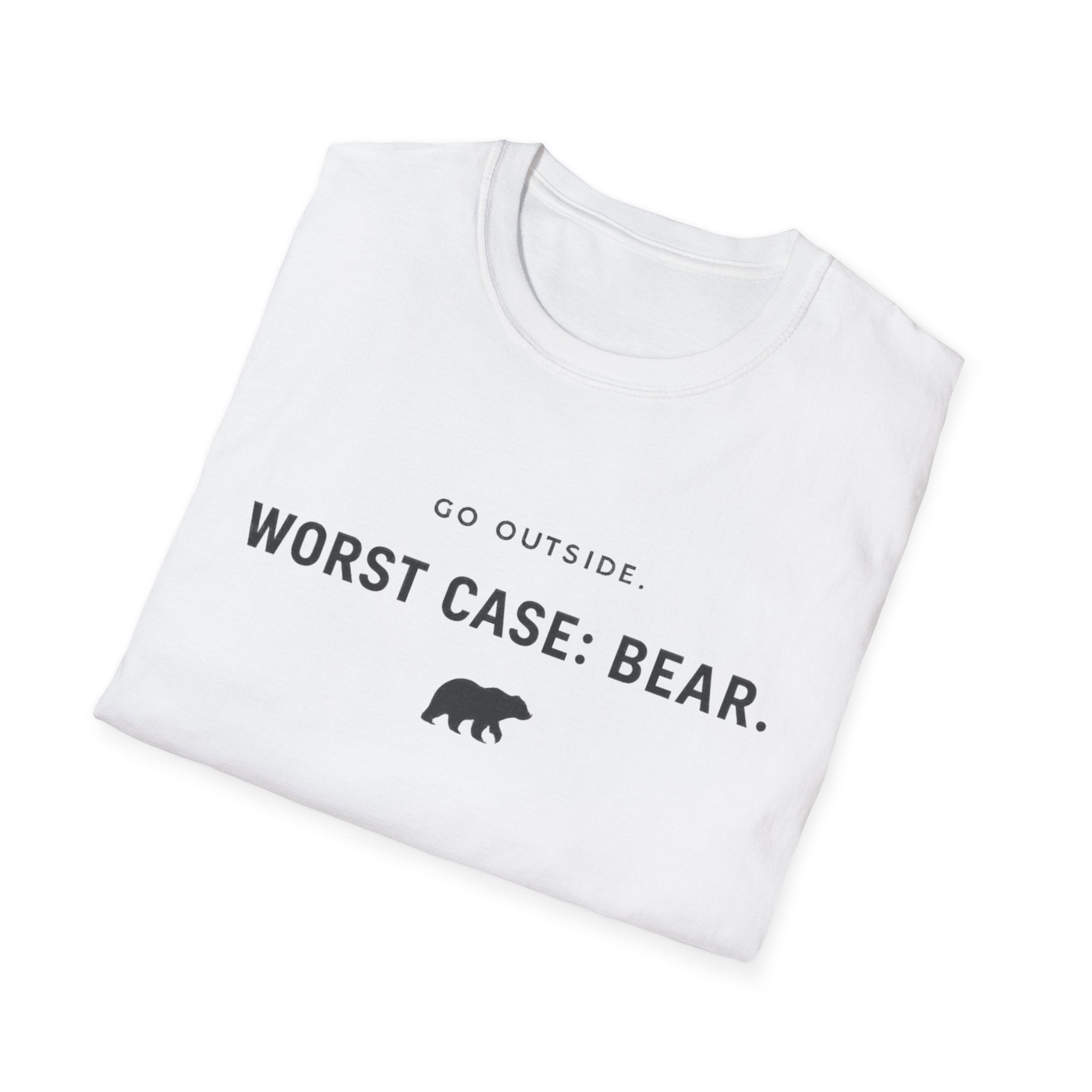 Go Outside. Worst Case: Bear. T-Shirt — Outdoor Adventure Graphic Tee