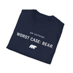 Go Outside. Worst Case: Bear. T-Shirt — Outdoor Adventure Graphic Tee
