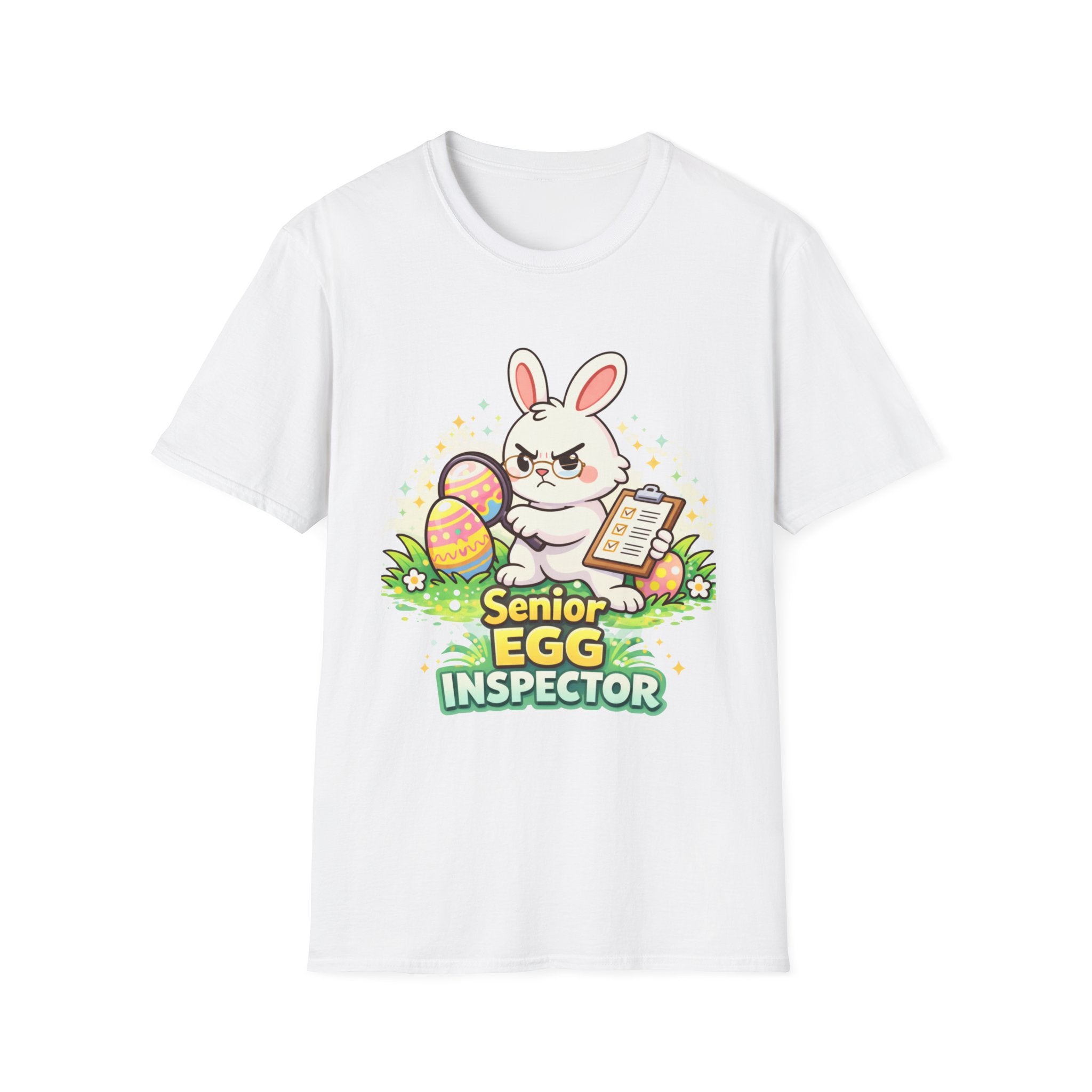 Senior Egg Inspector T-Shirt — Cute Easter Bunny with Checklist - InkAndThreadPrints